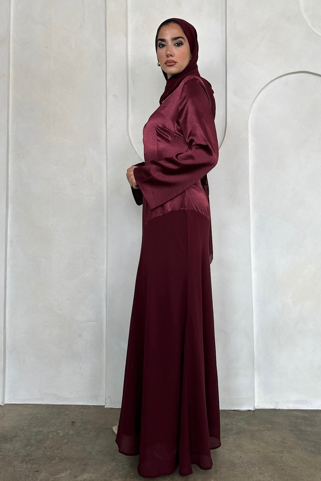 FARAH DRESS BURGUNDY