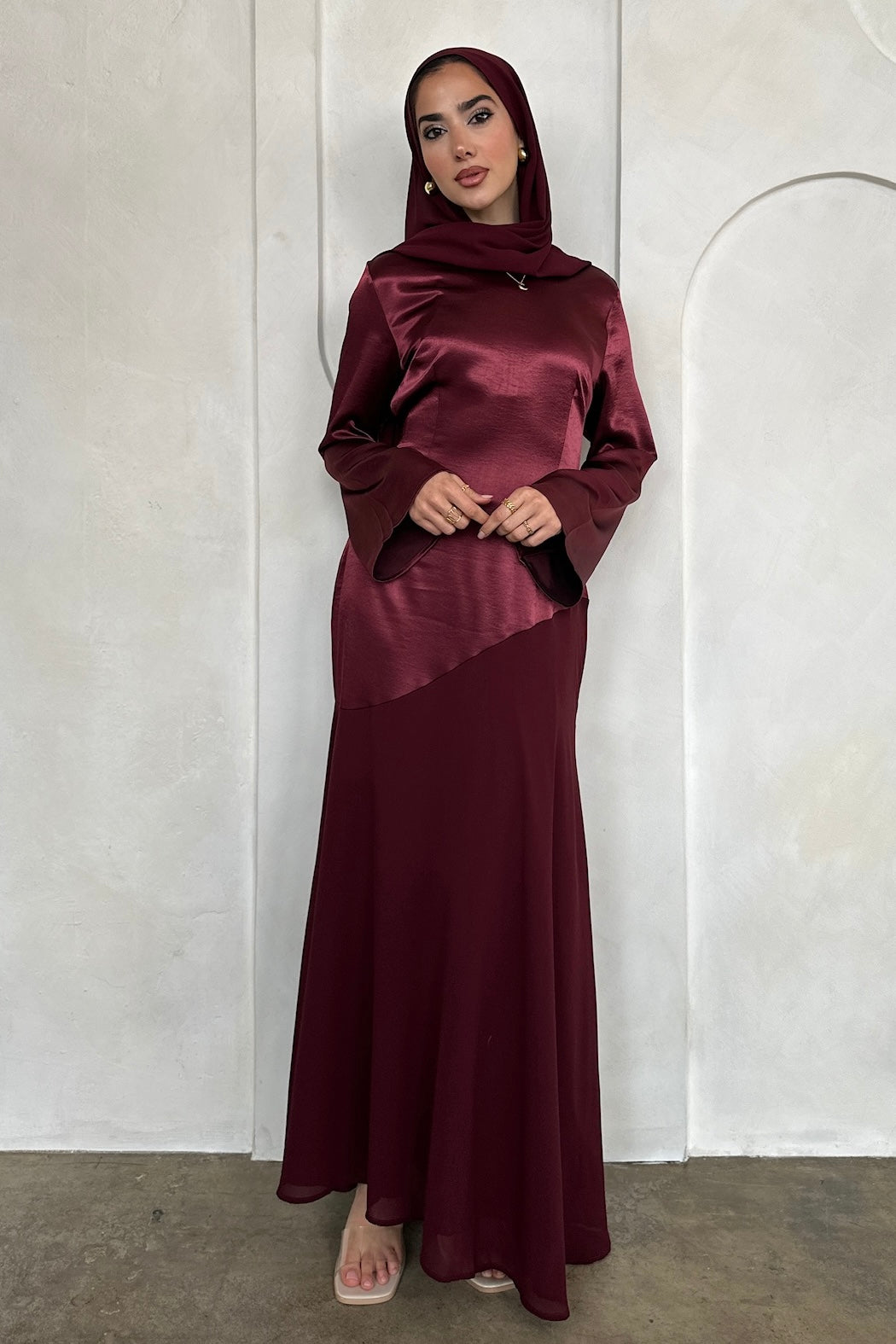 FARAH DRESS BURGUNDY