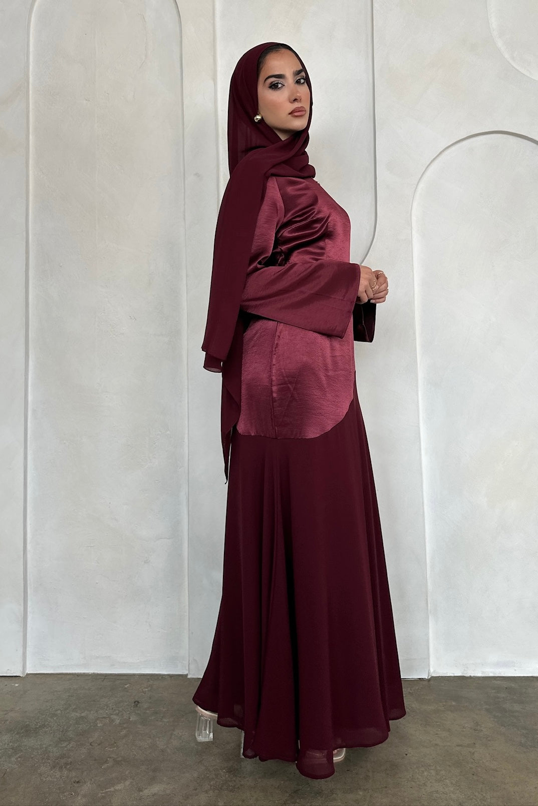 FARAH DRESS BURGUNDY