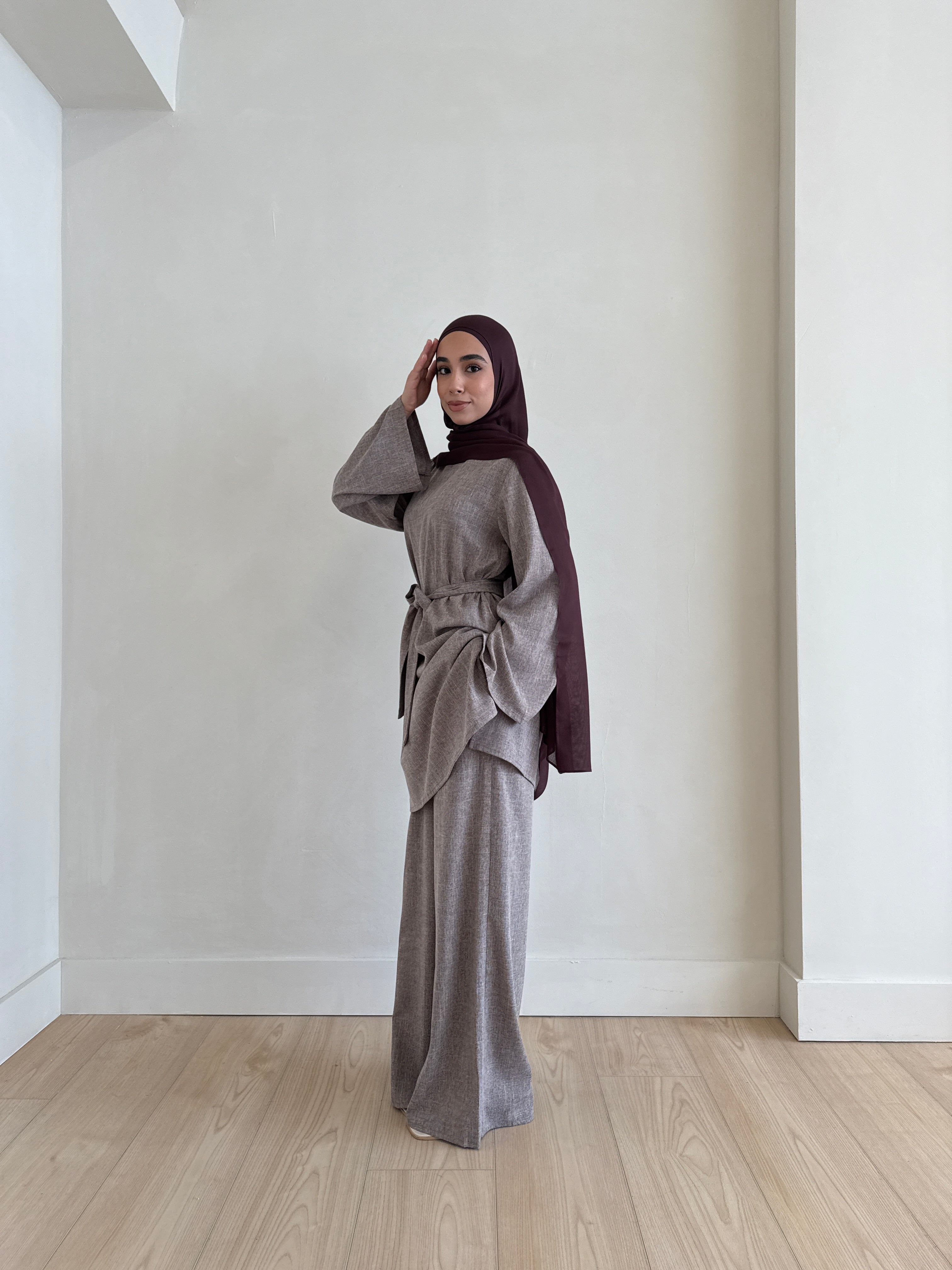 AZRA LINEN SET CHOCOLATE
