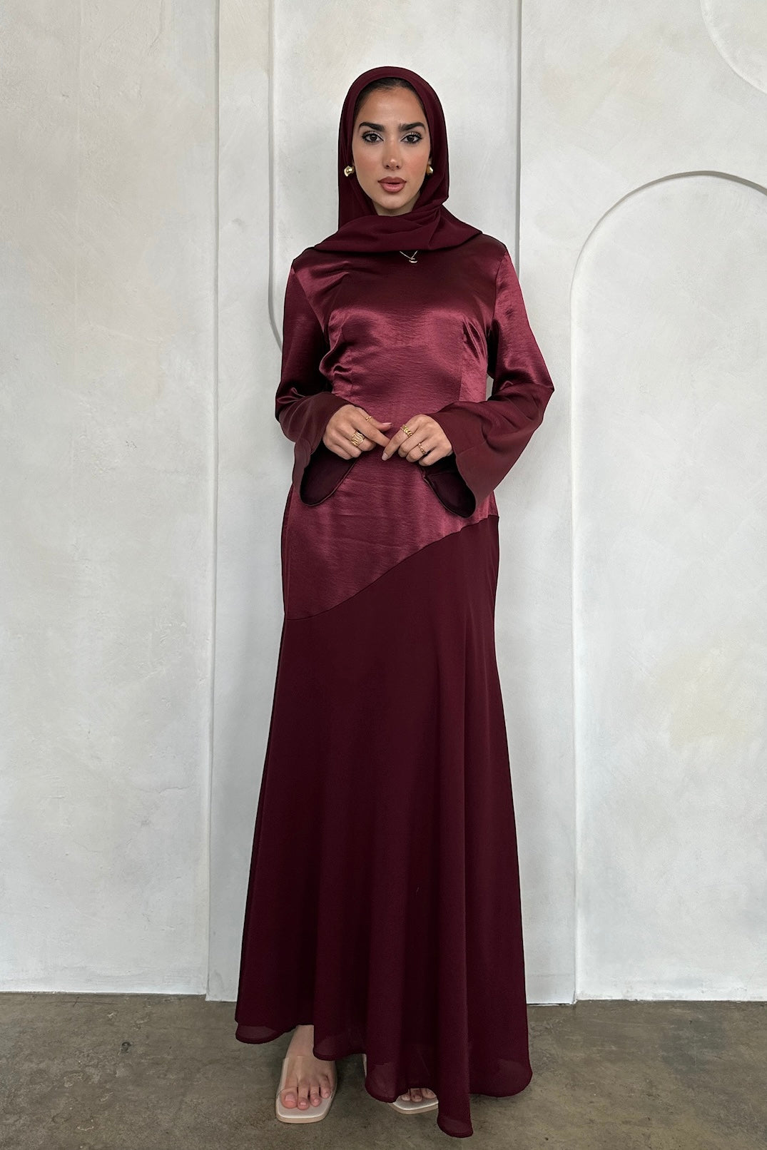 FARAH DRESS BURGUNDY