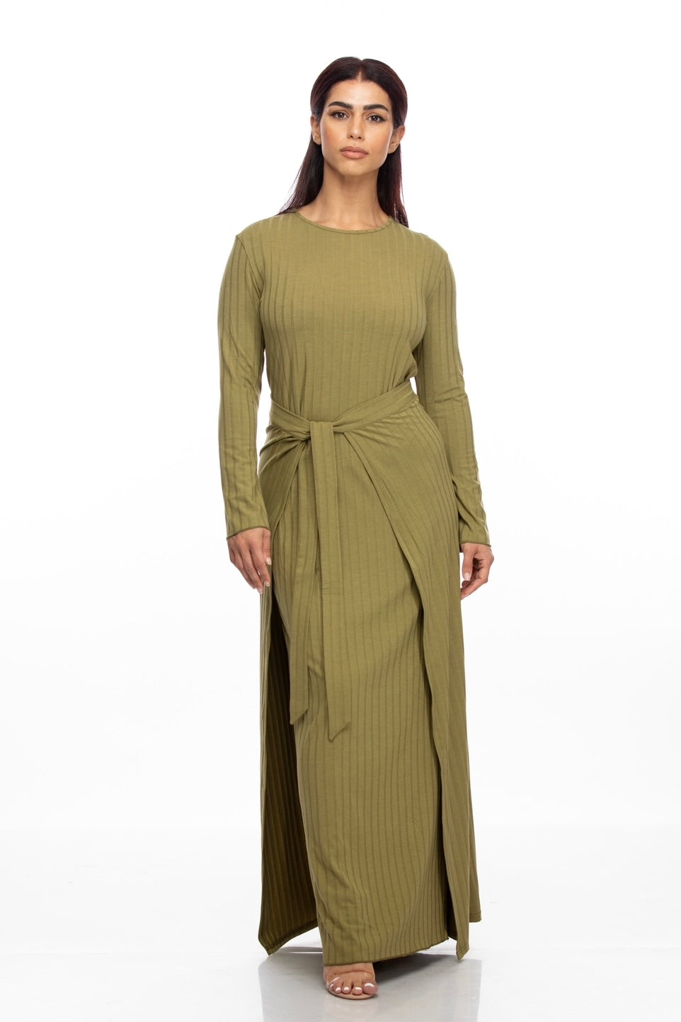 AMARA KNIT DRESS SET LIGHT OLIVE