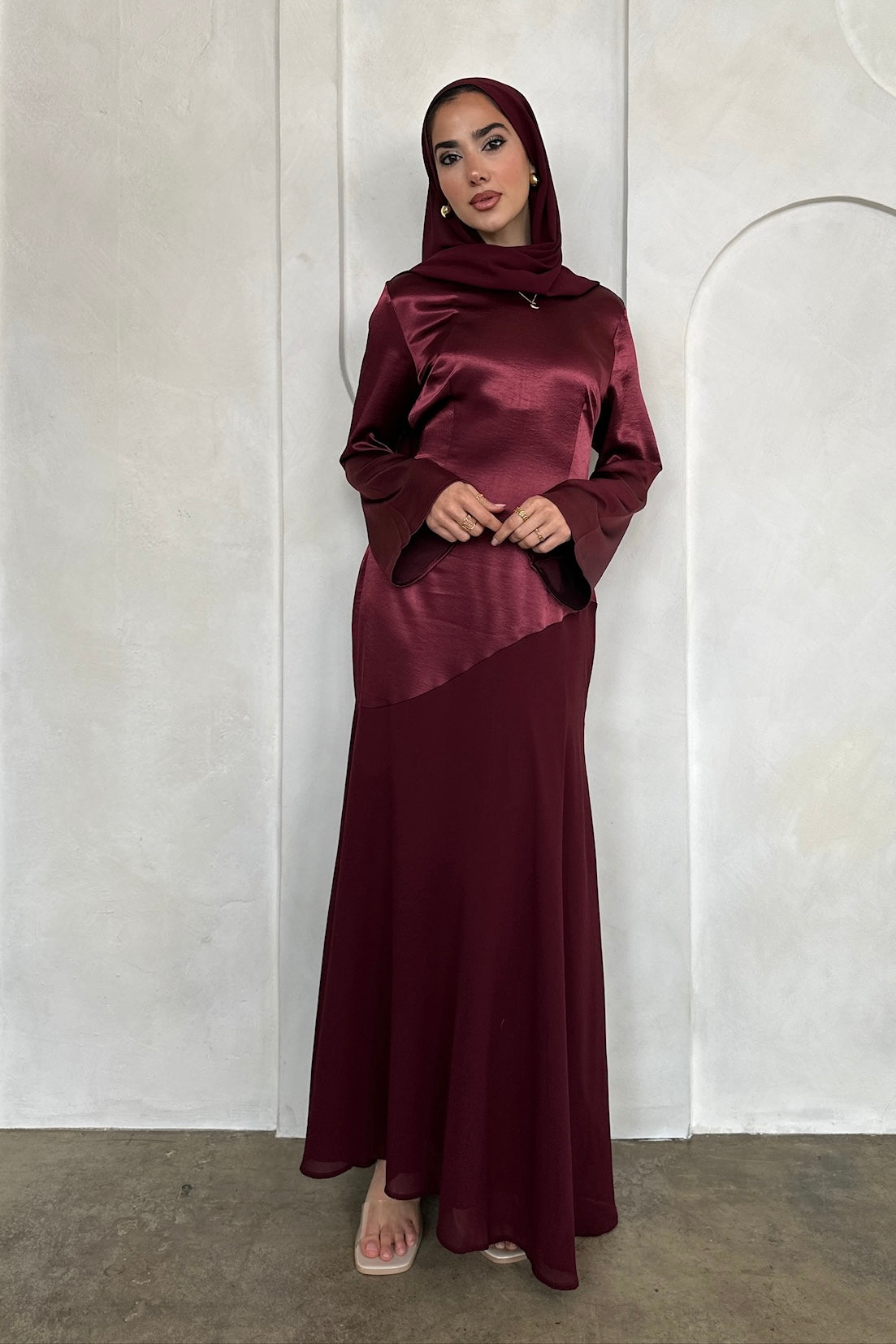 FARAH DRESS BURGUNDY