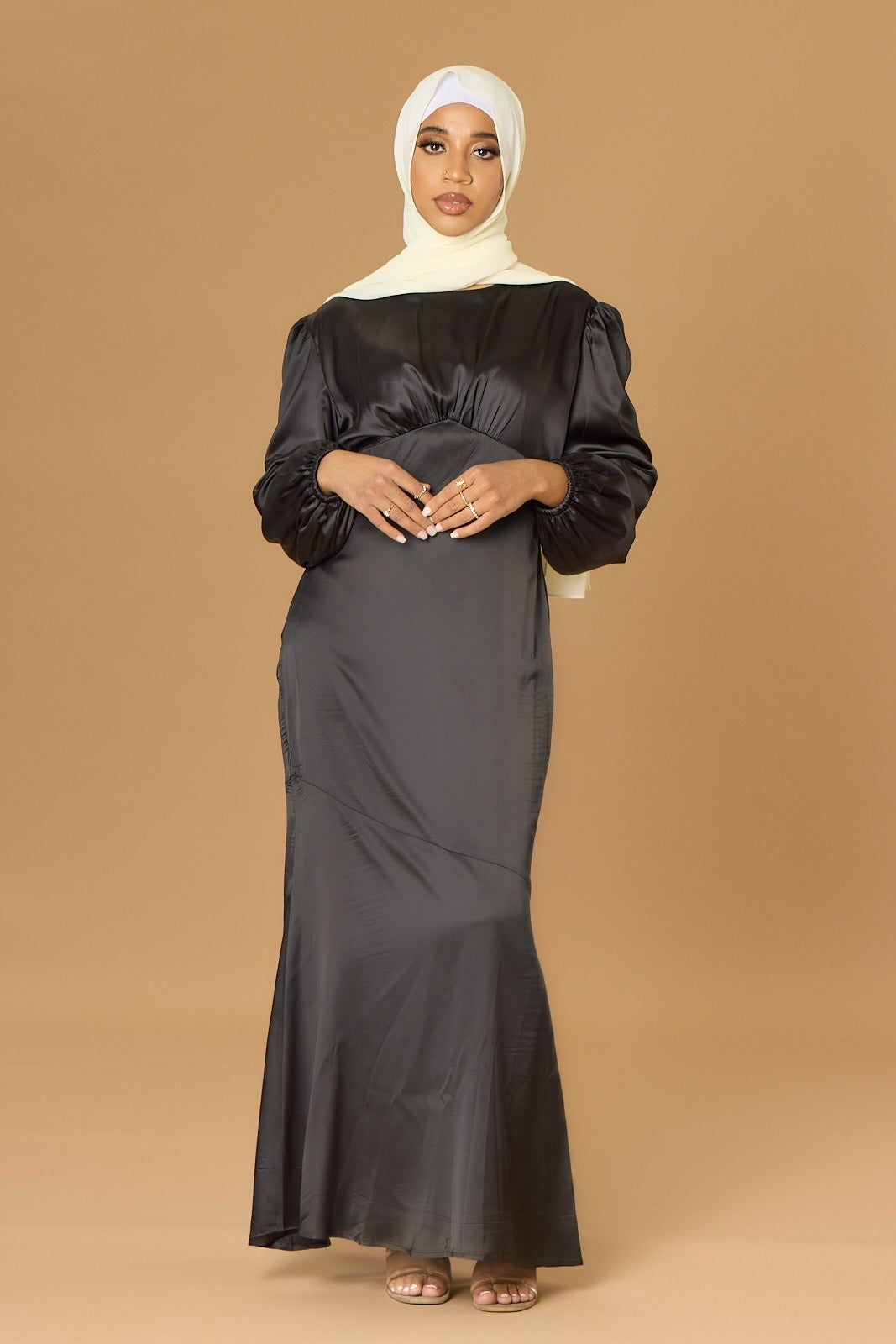 AMEERA SATIN DRESS BLACK-FINAL SALE