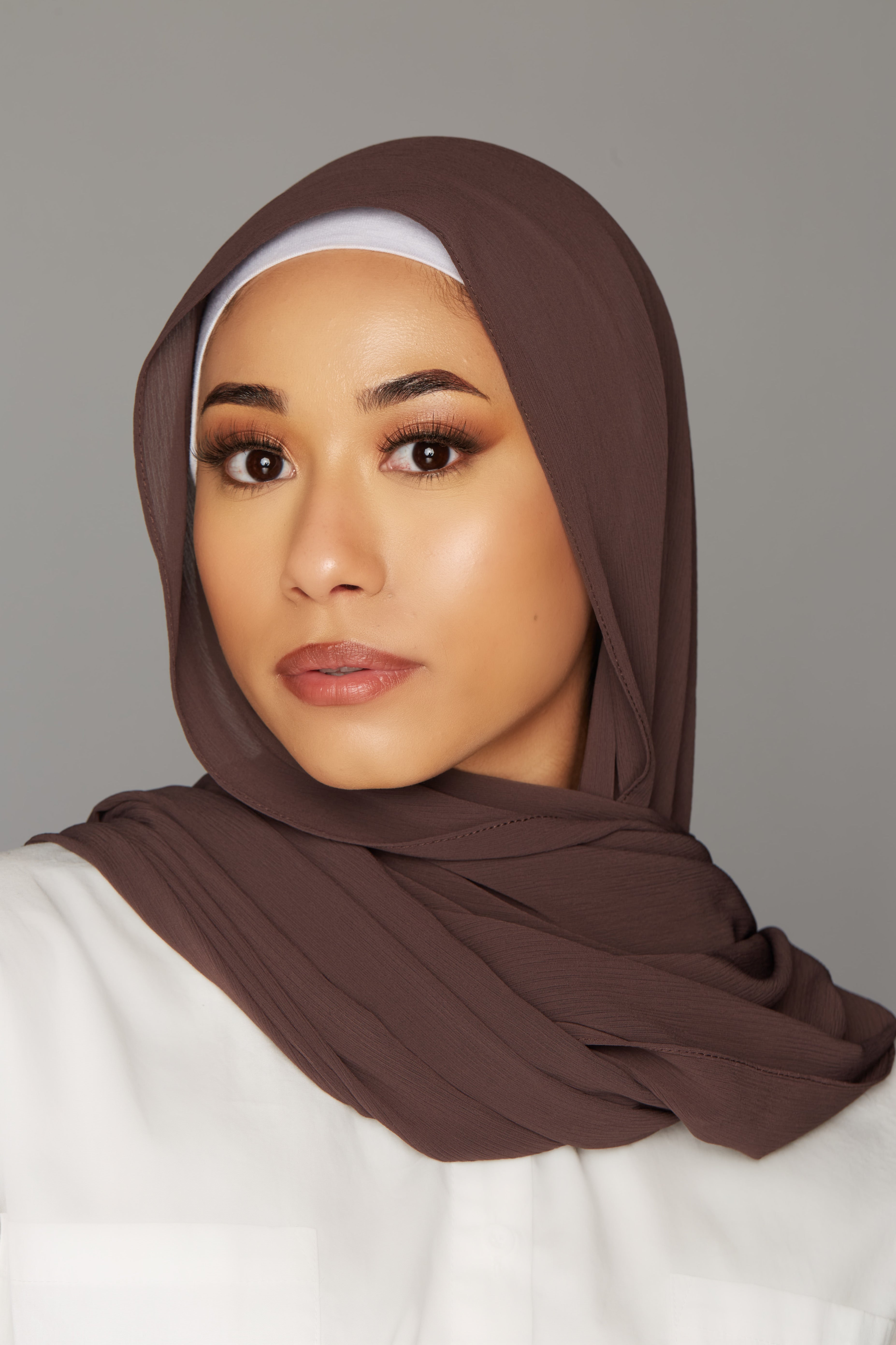 georgette chiffon hijab espresso brown color