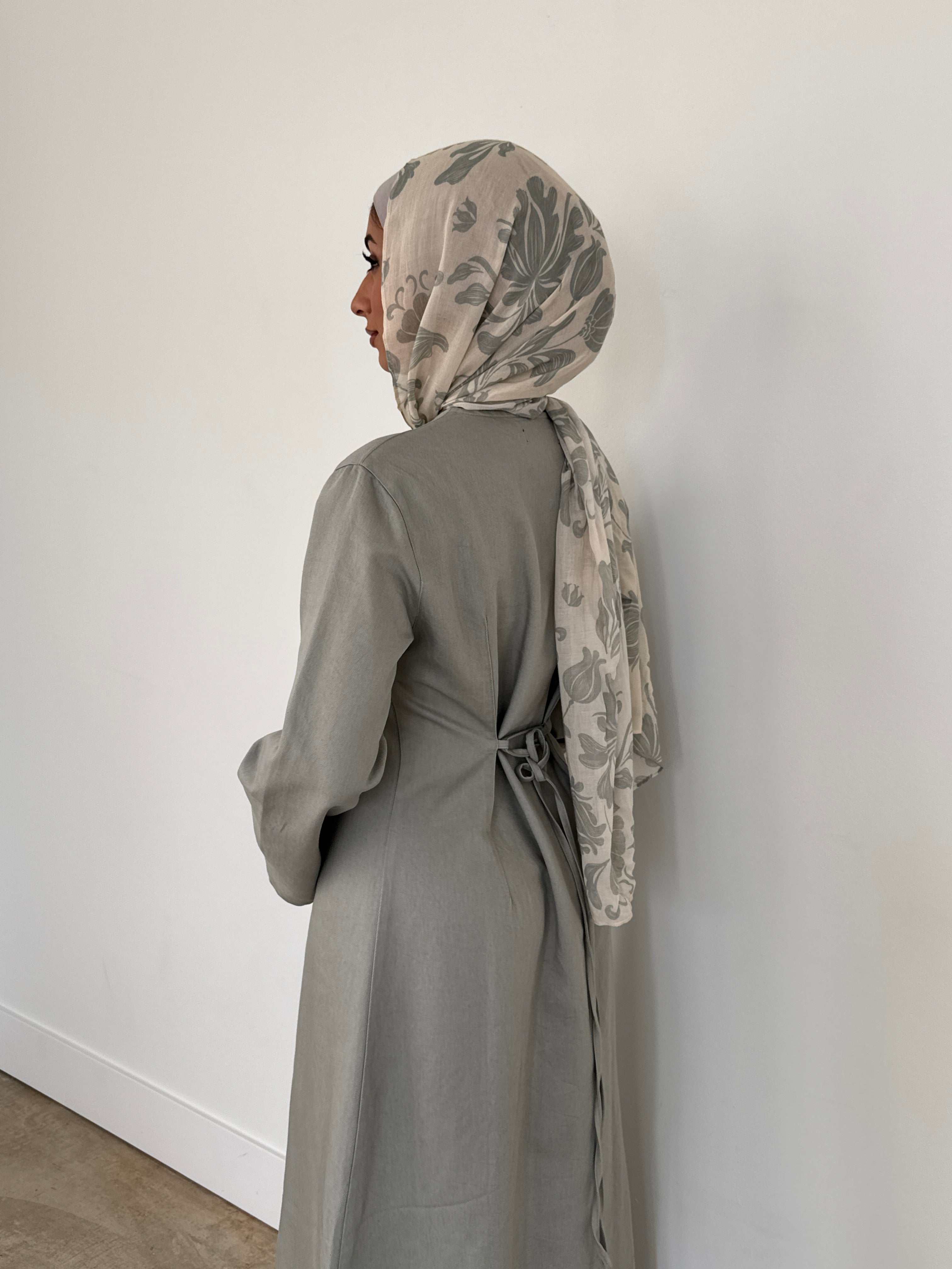 MARIA DENIM DRESS SAGE GRAY