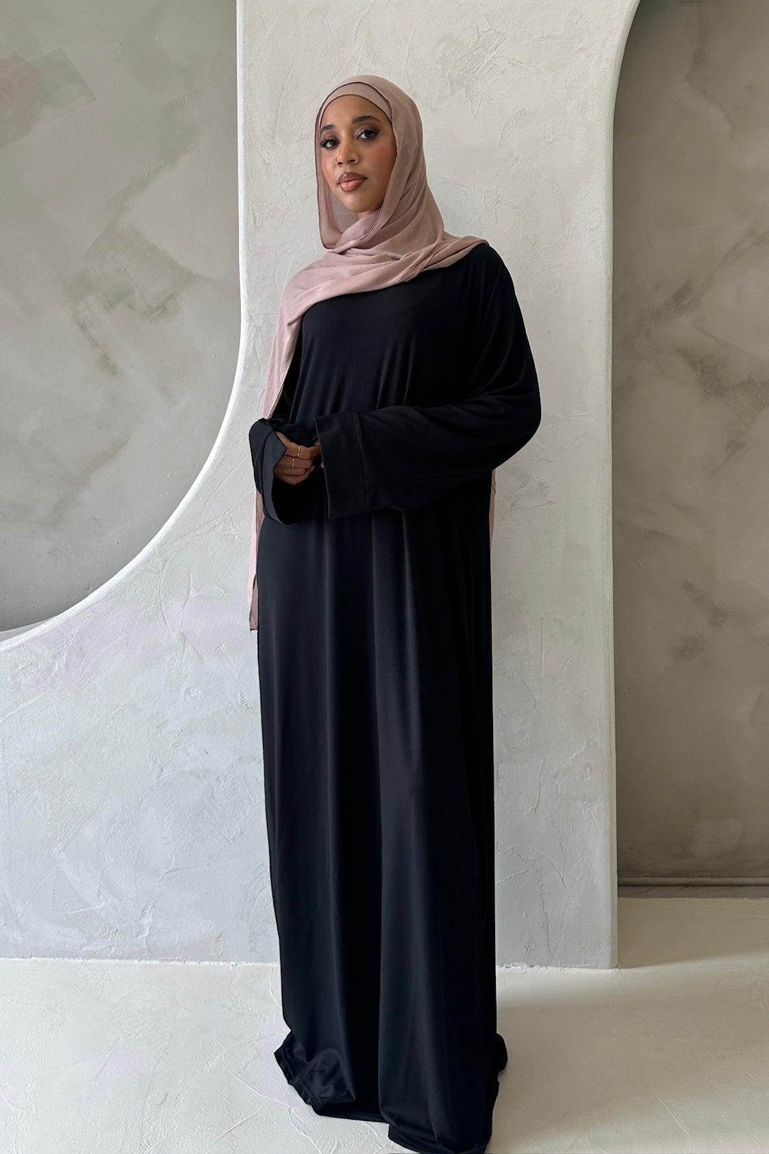 MIRA KNIT ABAYA DRESS BLACK