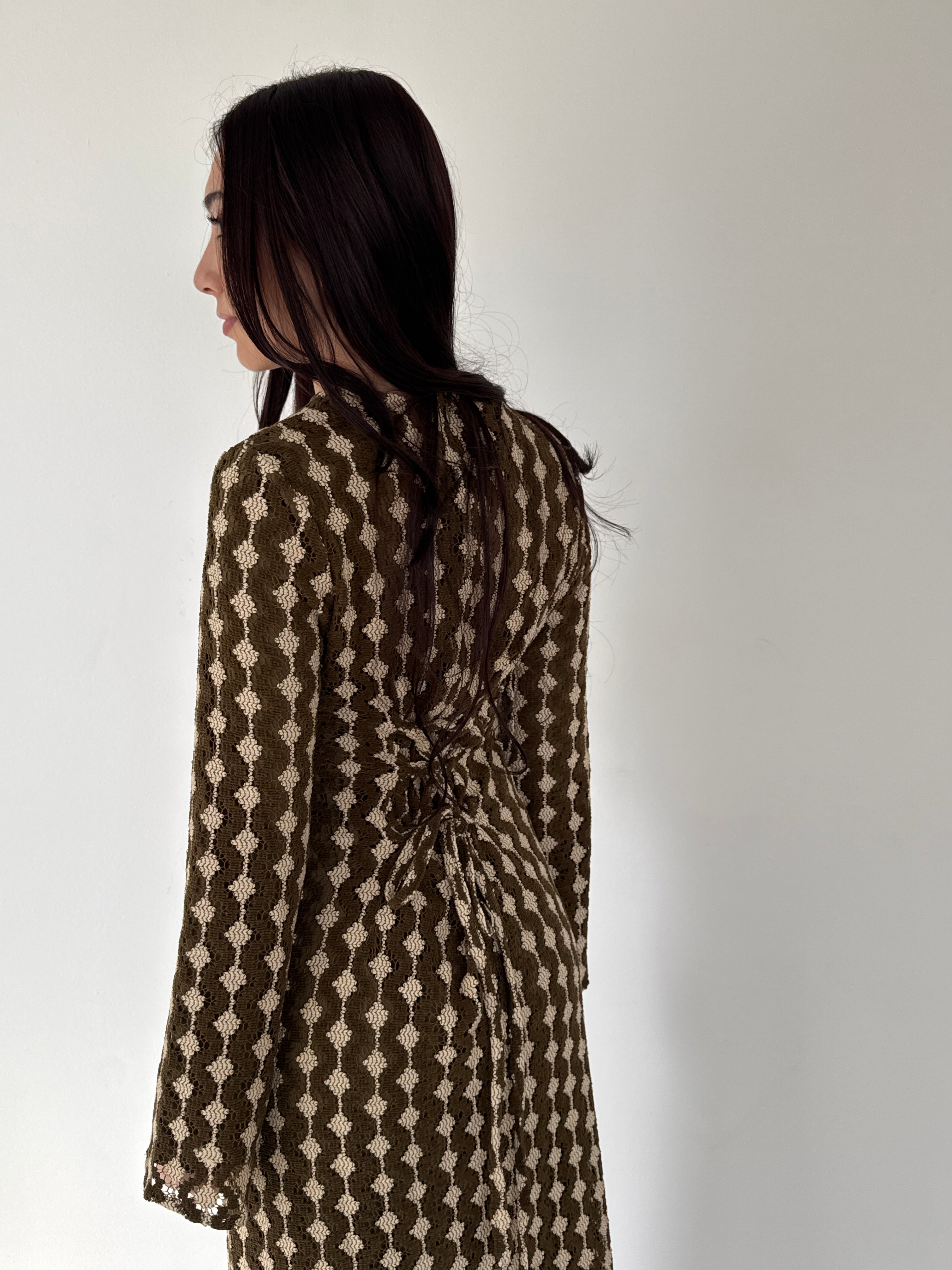 KNITTED LACE DRESS ARMY GREEN