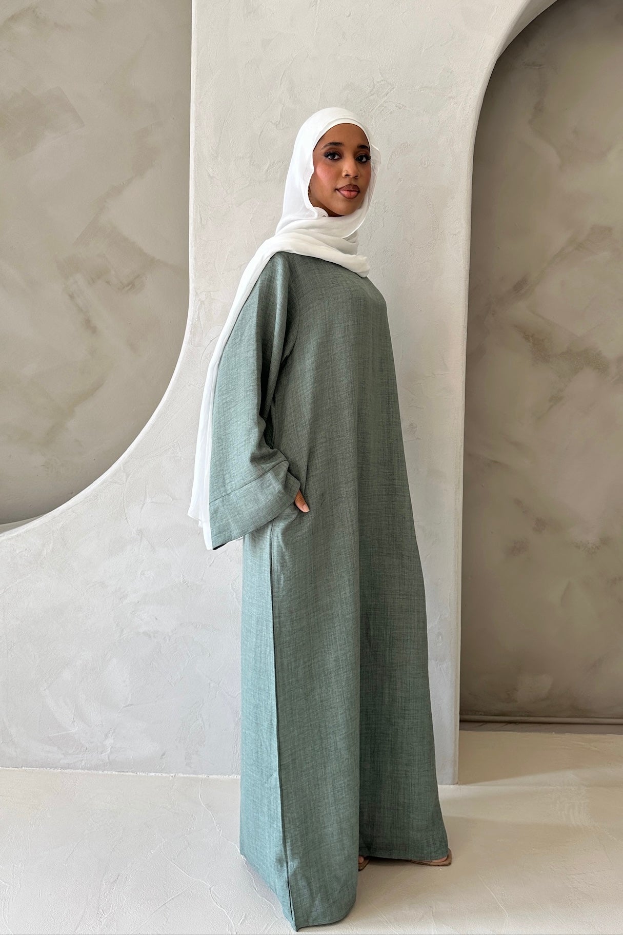 AMIRA MOCK NECK ABAYA SAGE