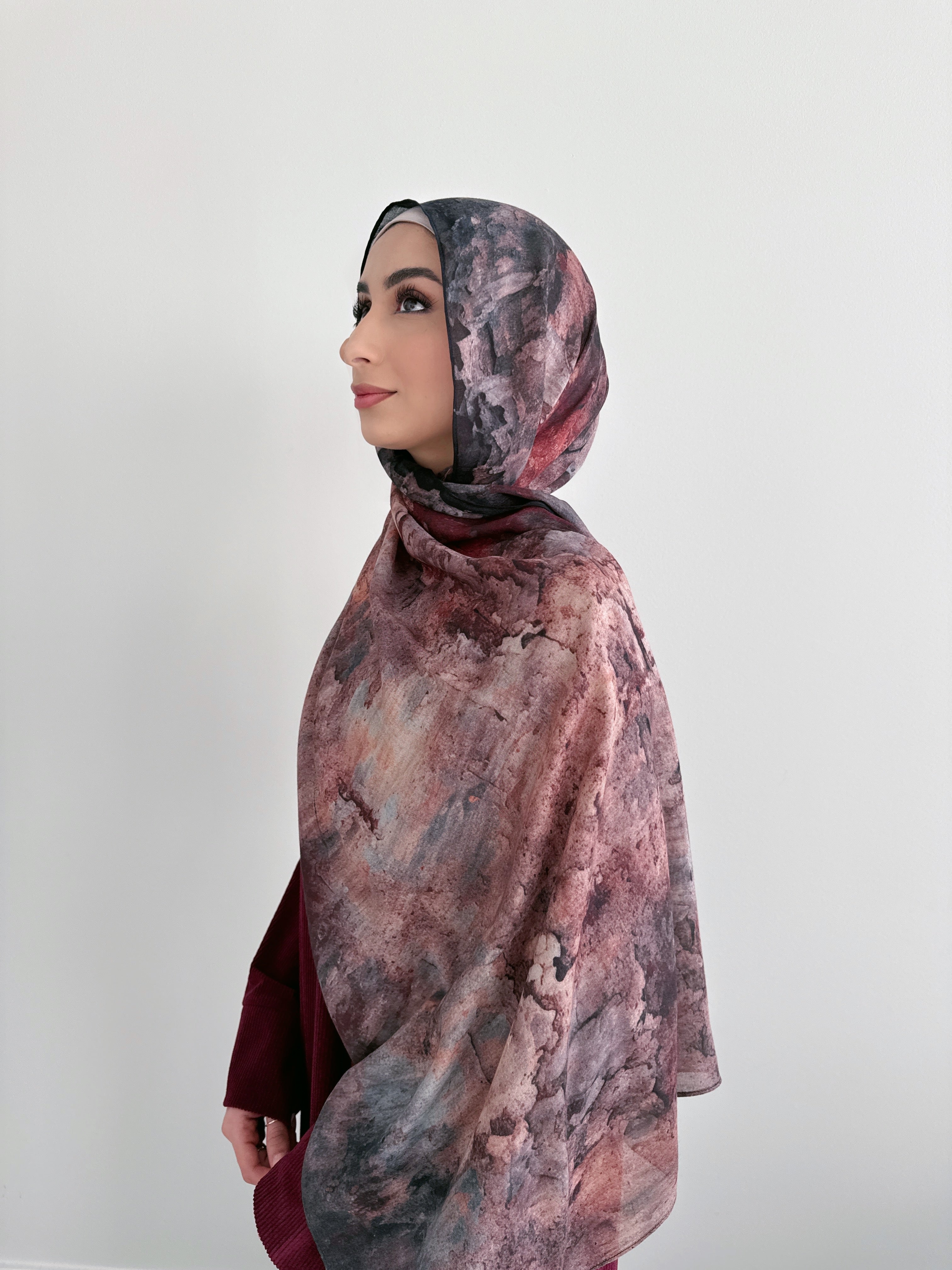 MODAL PRINT HIJAB BURGUNDY HORIZON