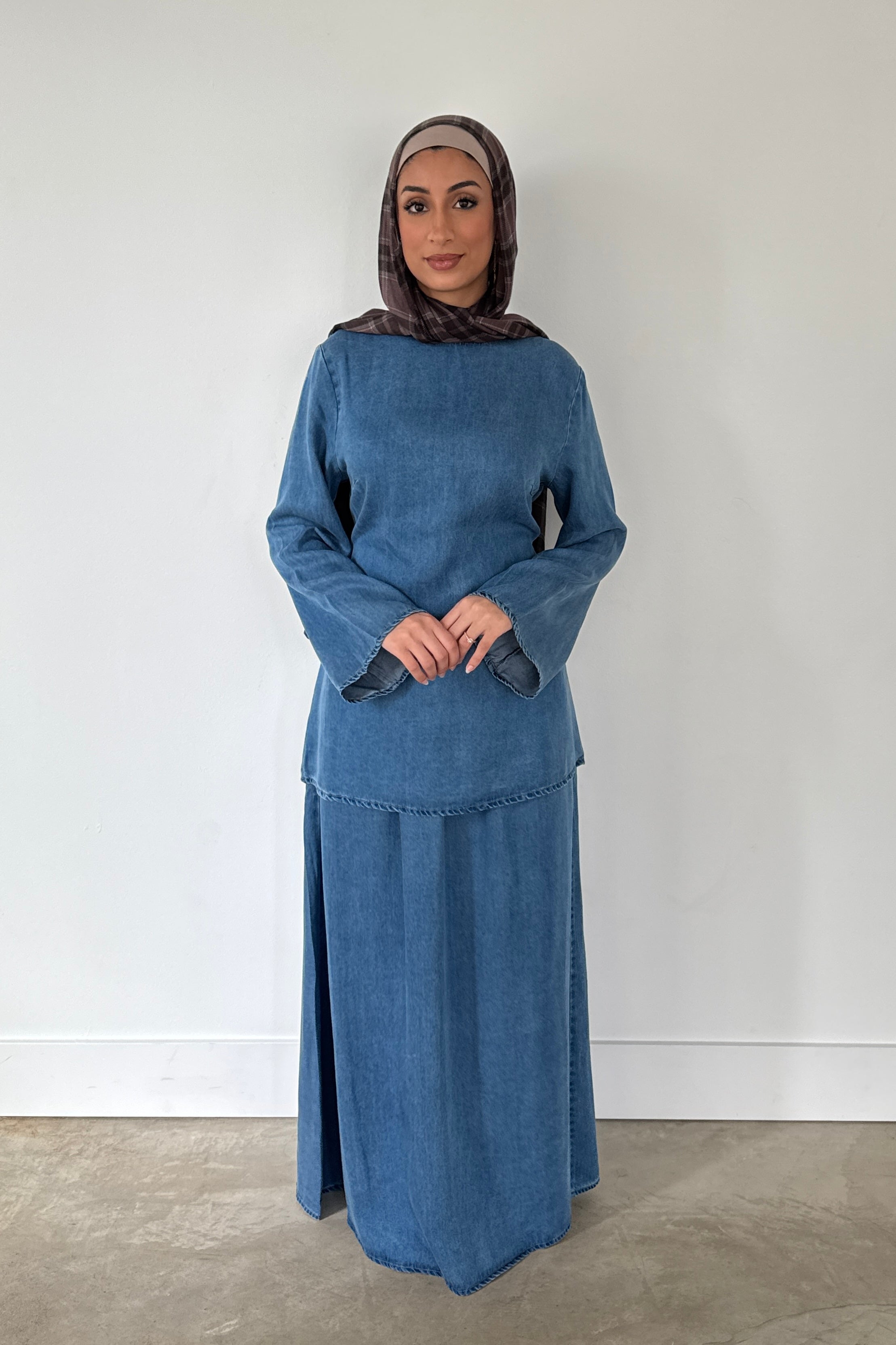 LANA DENIM SKIRT SET MEDIUM BLUE