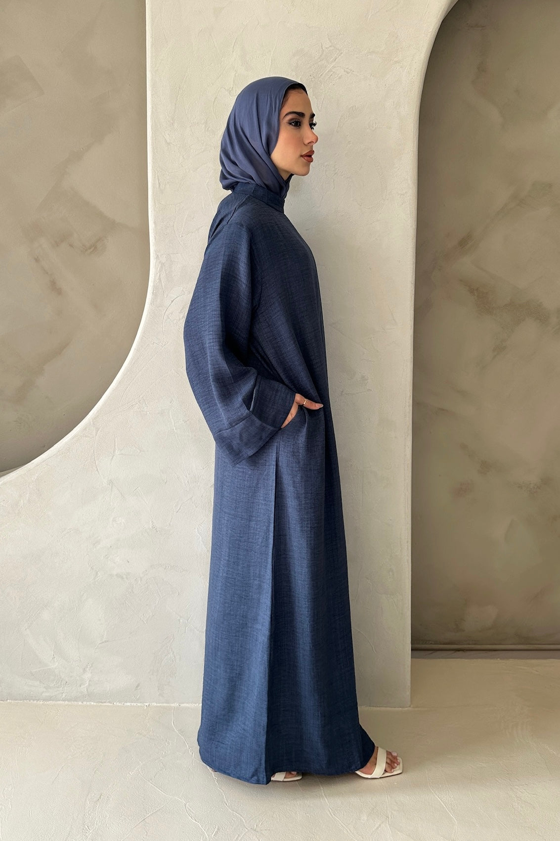 AMIRA MOCK NECK ABAYA DENIM