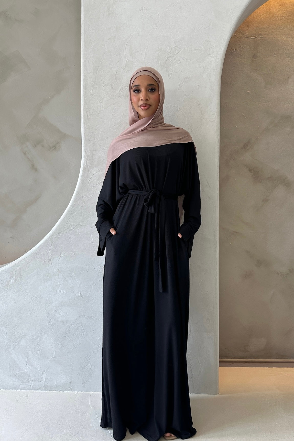 MIRA KNIT ABAYA DRESS BLACK