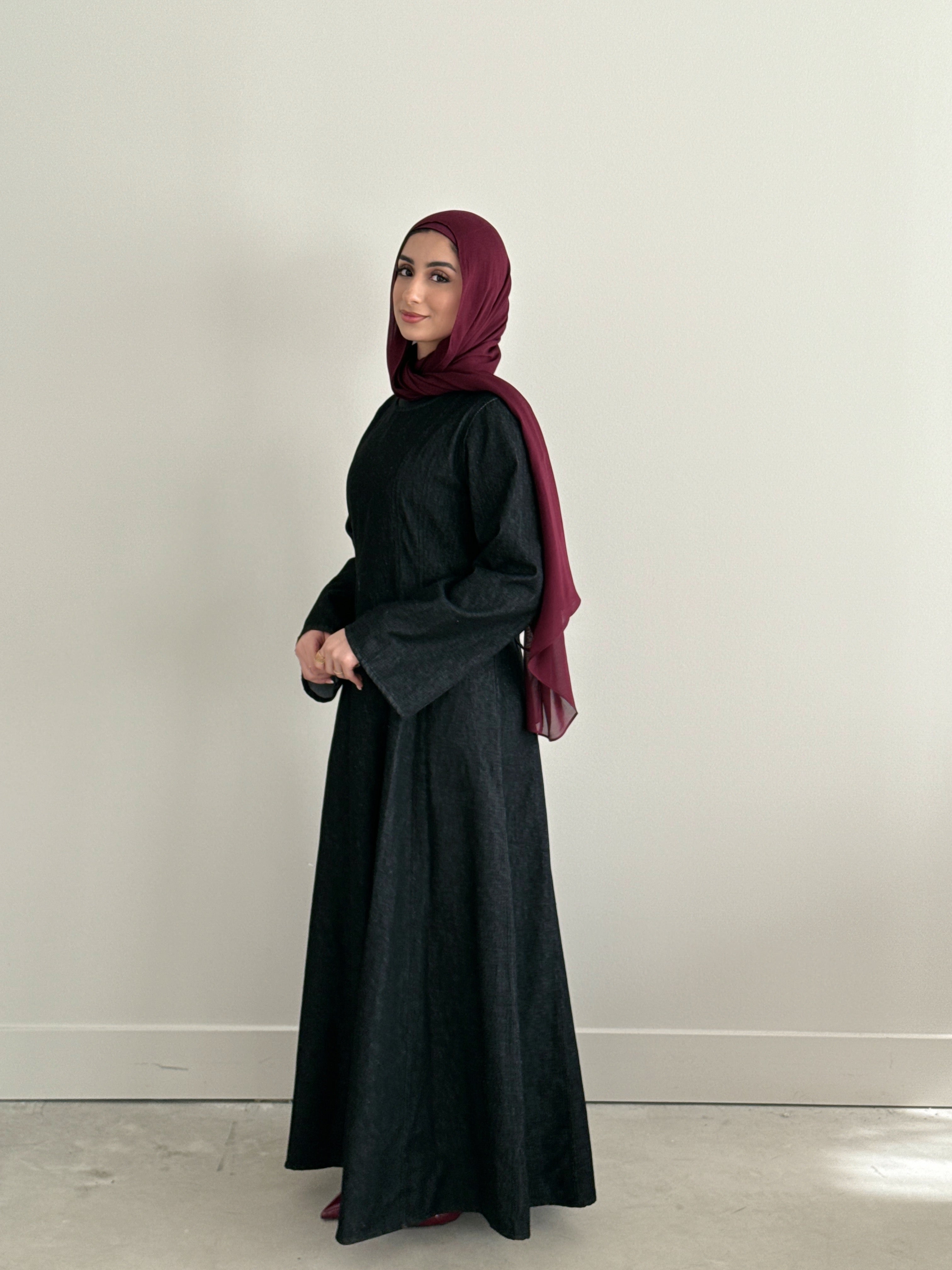 DENIM DRESS BLACK DEMURE HIJABS DENIM DRESS BLACK DEMURE HIJABS