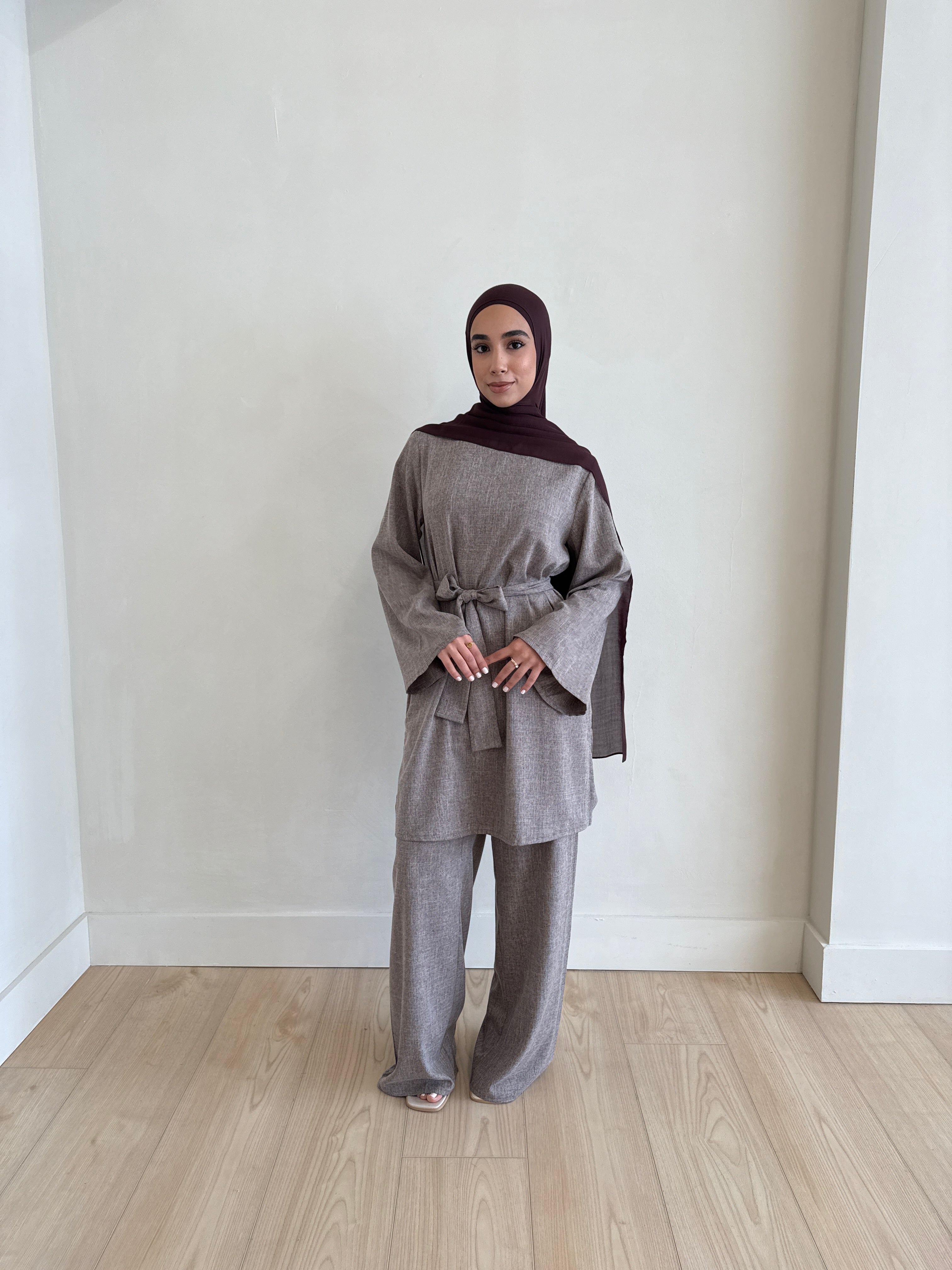 AZRA LINEN SET CHOCOLATE