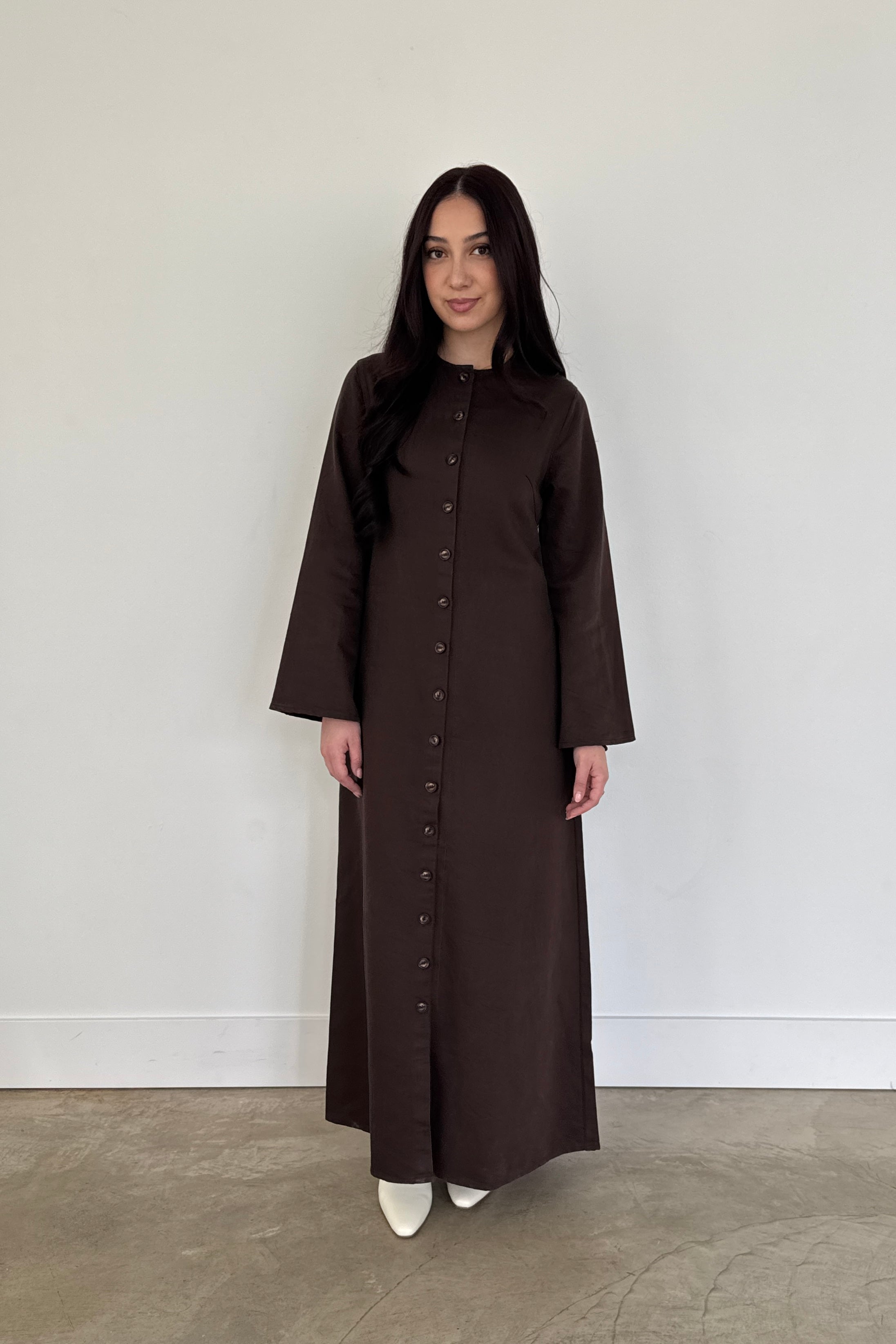MARIA DENIM DRESS BROWN