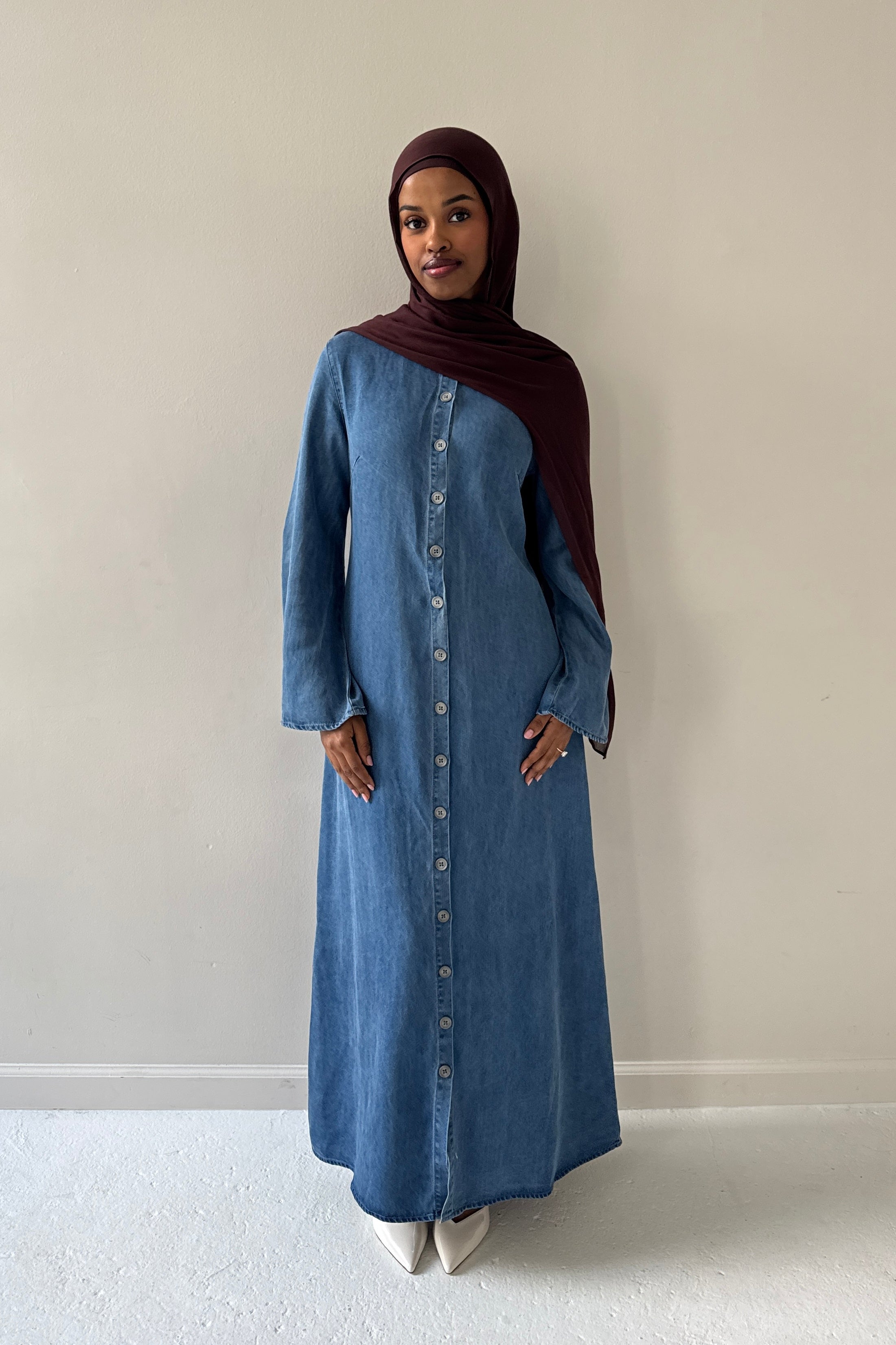 SARAH DENIM DRESS MEDIUM BLUE