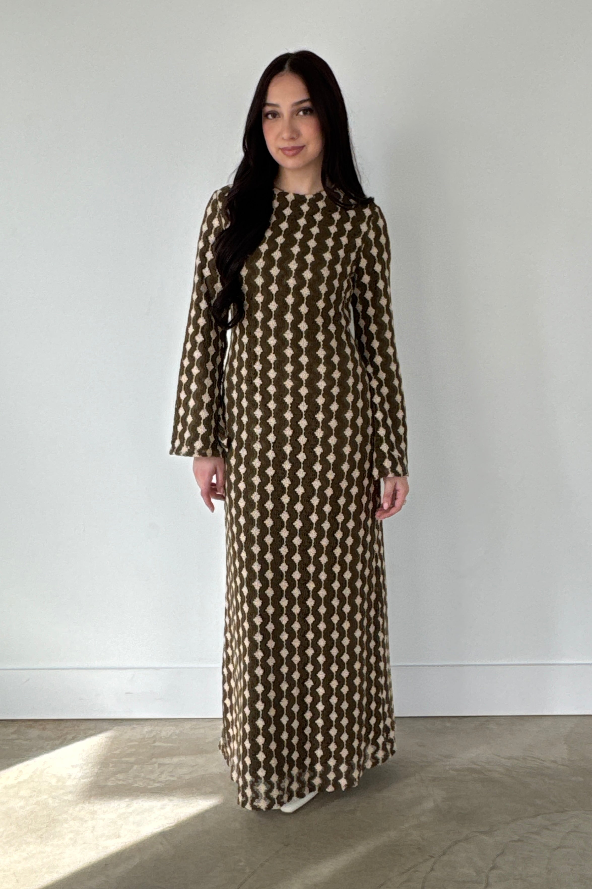 KNITTED LACE DRESS ARMY GREEN