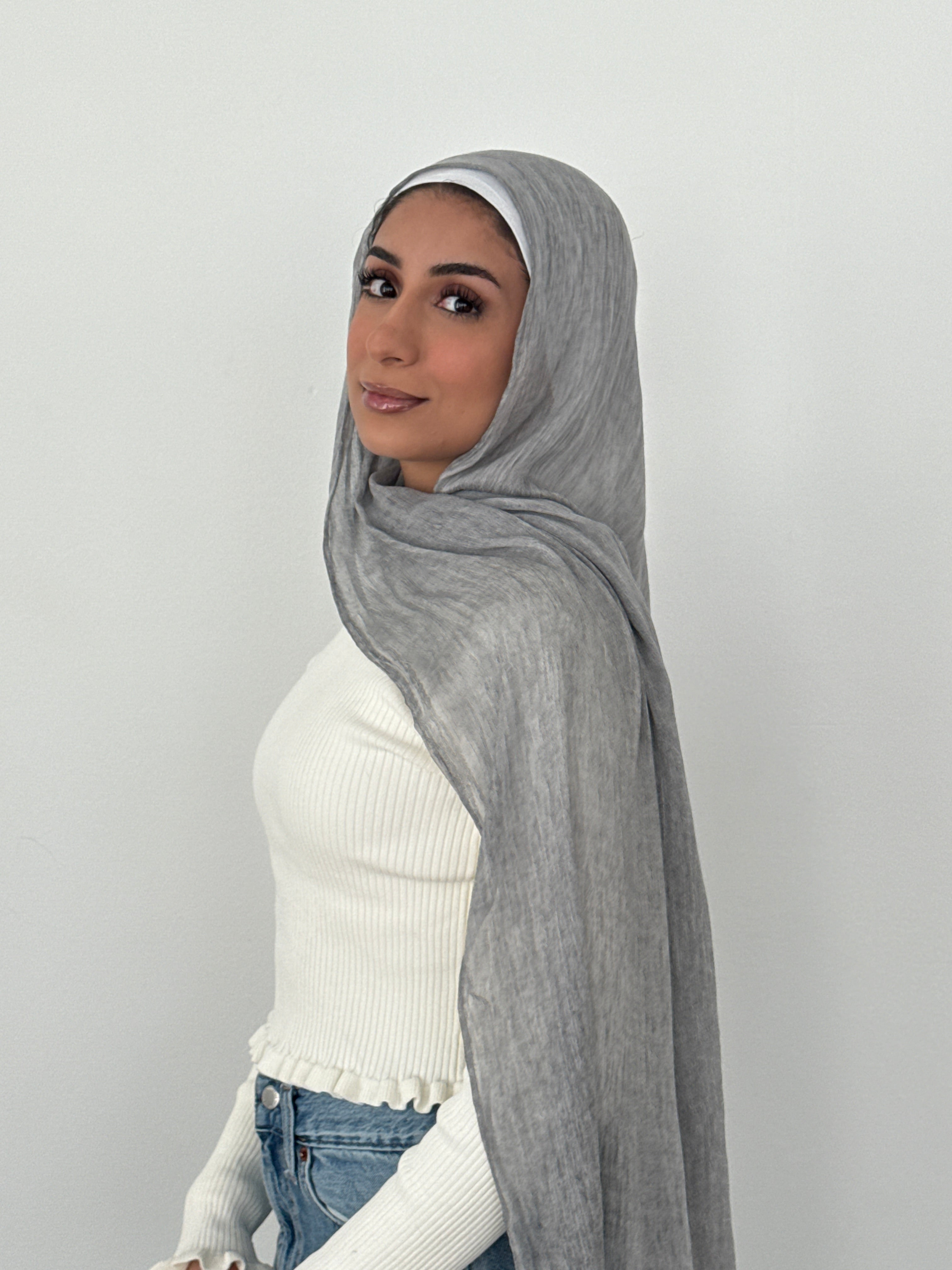 CRINKLE MODAL HIJAB GRAY