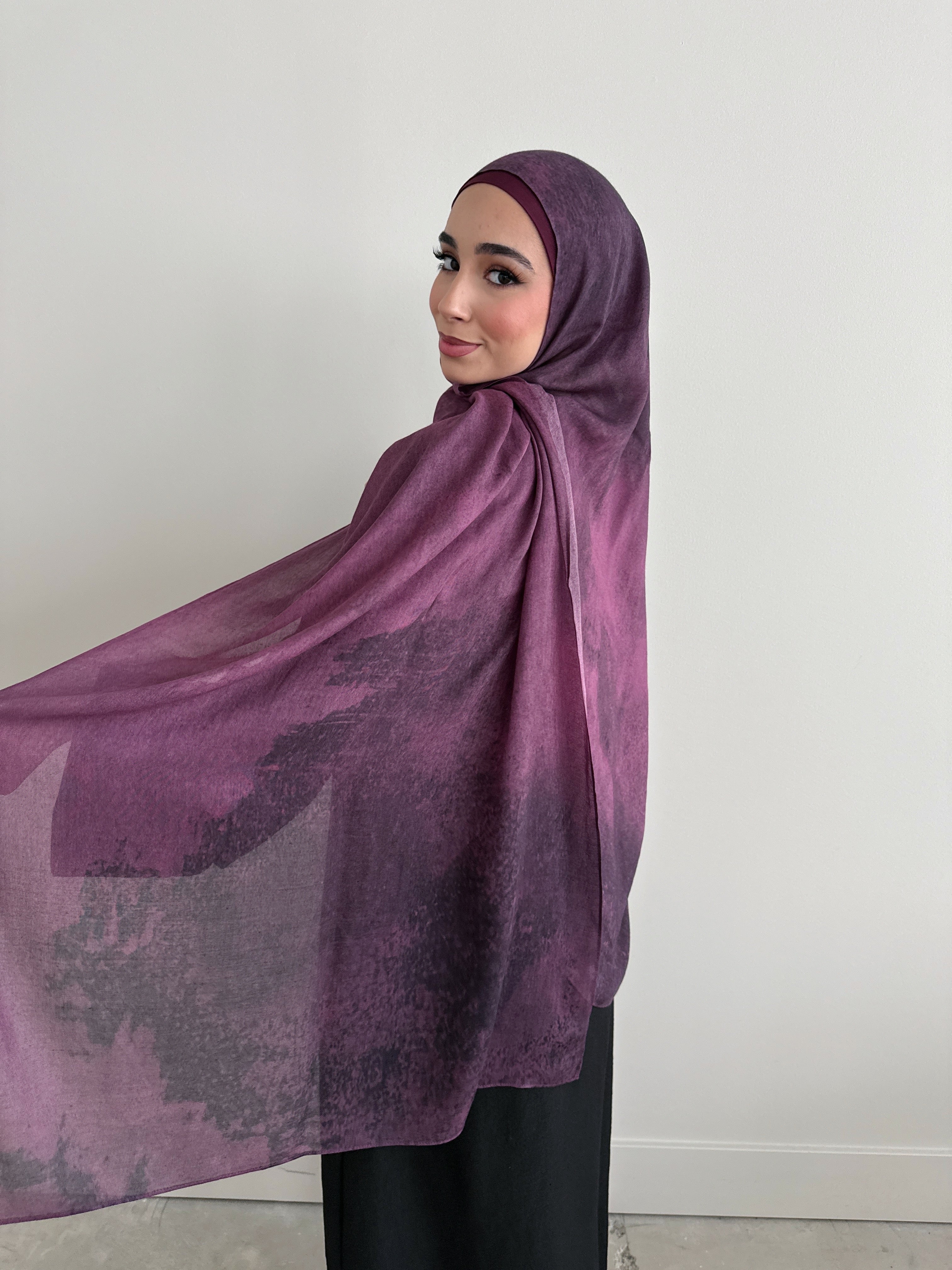 MODAL PRINT HIJAB PLUM SMOKE