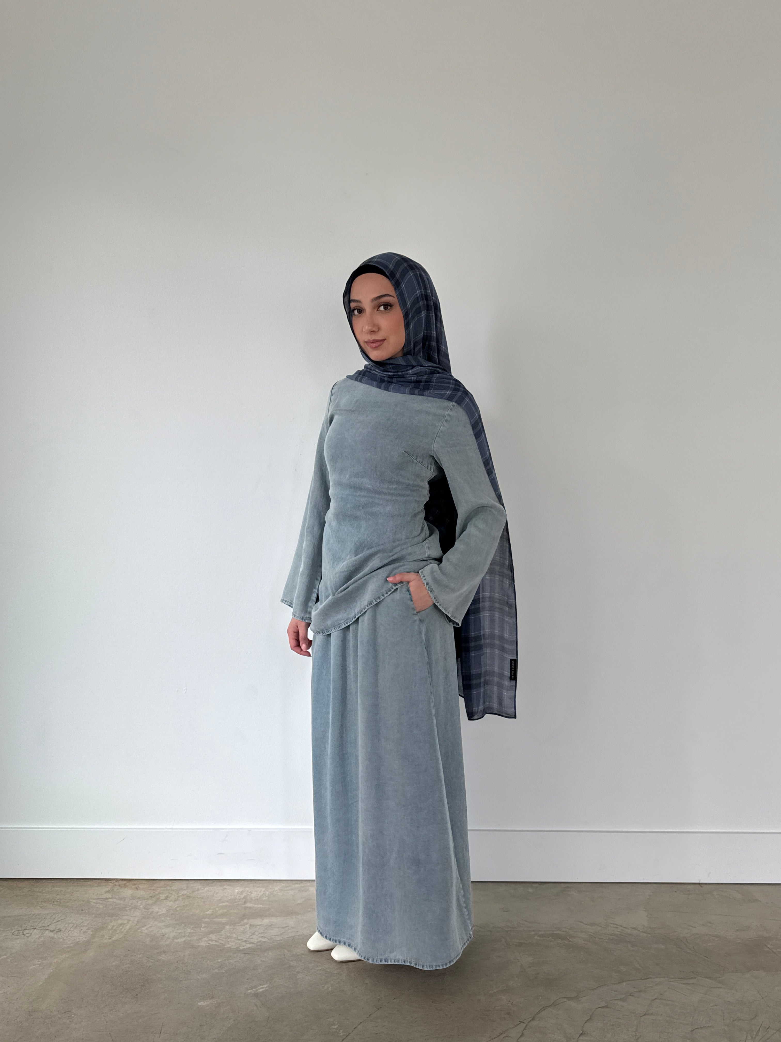LANA DENIM SKIRT SET LIGHT BLUE