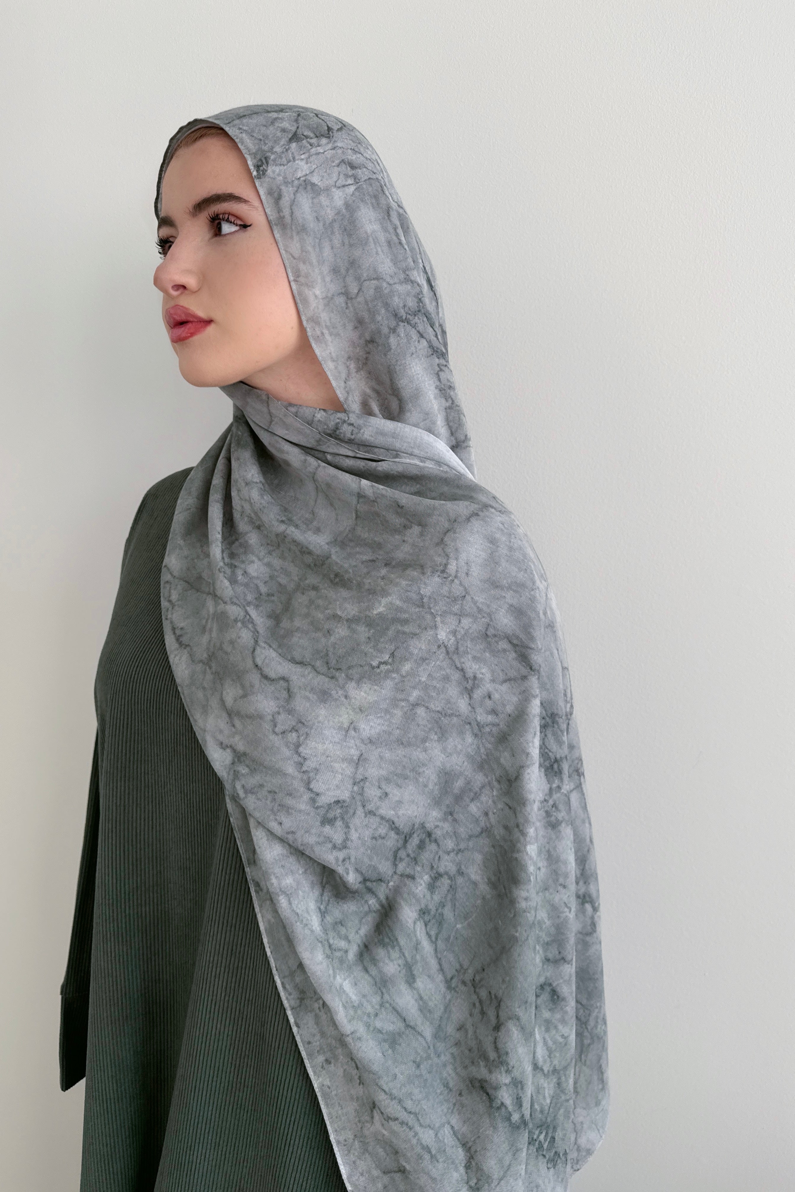 MODAL PRINT HIJAB SAGE MARBLE