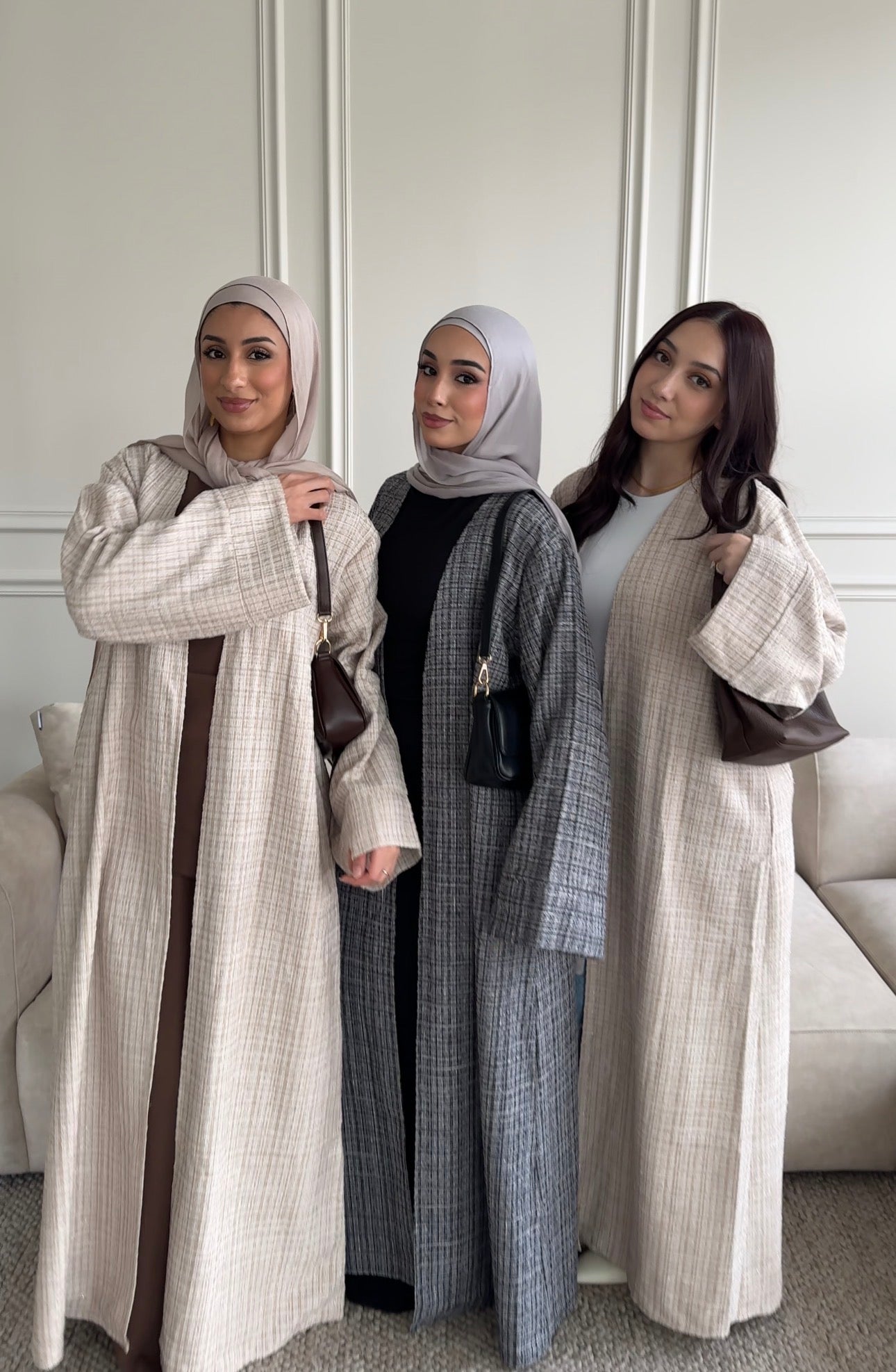 TWEED OPEN ABAYA BLACK