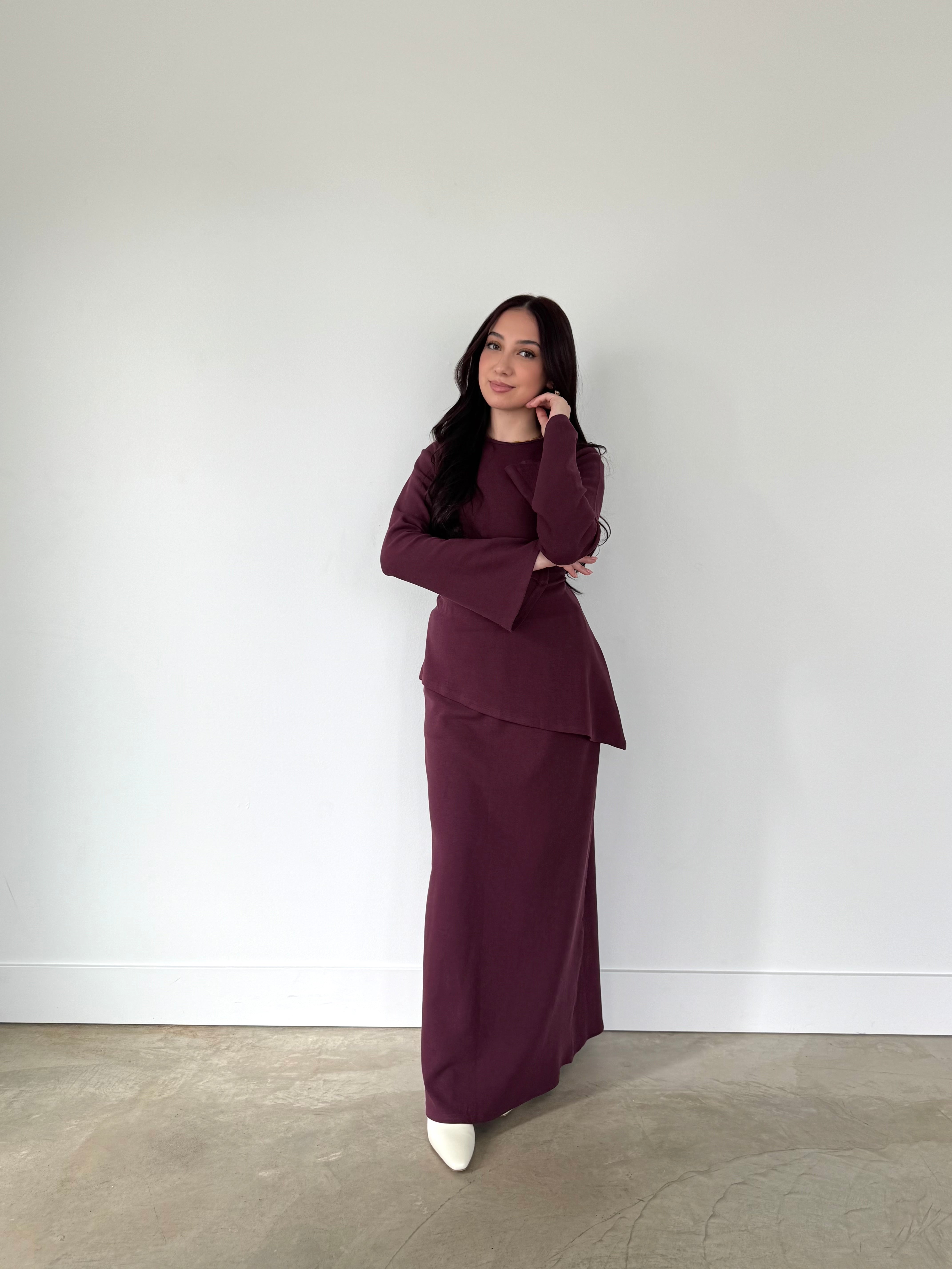 JANNA KNIT SET AUBERGINE
