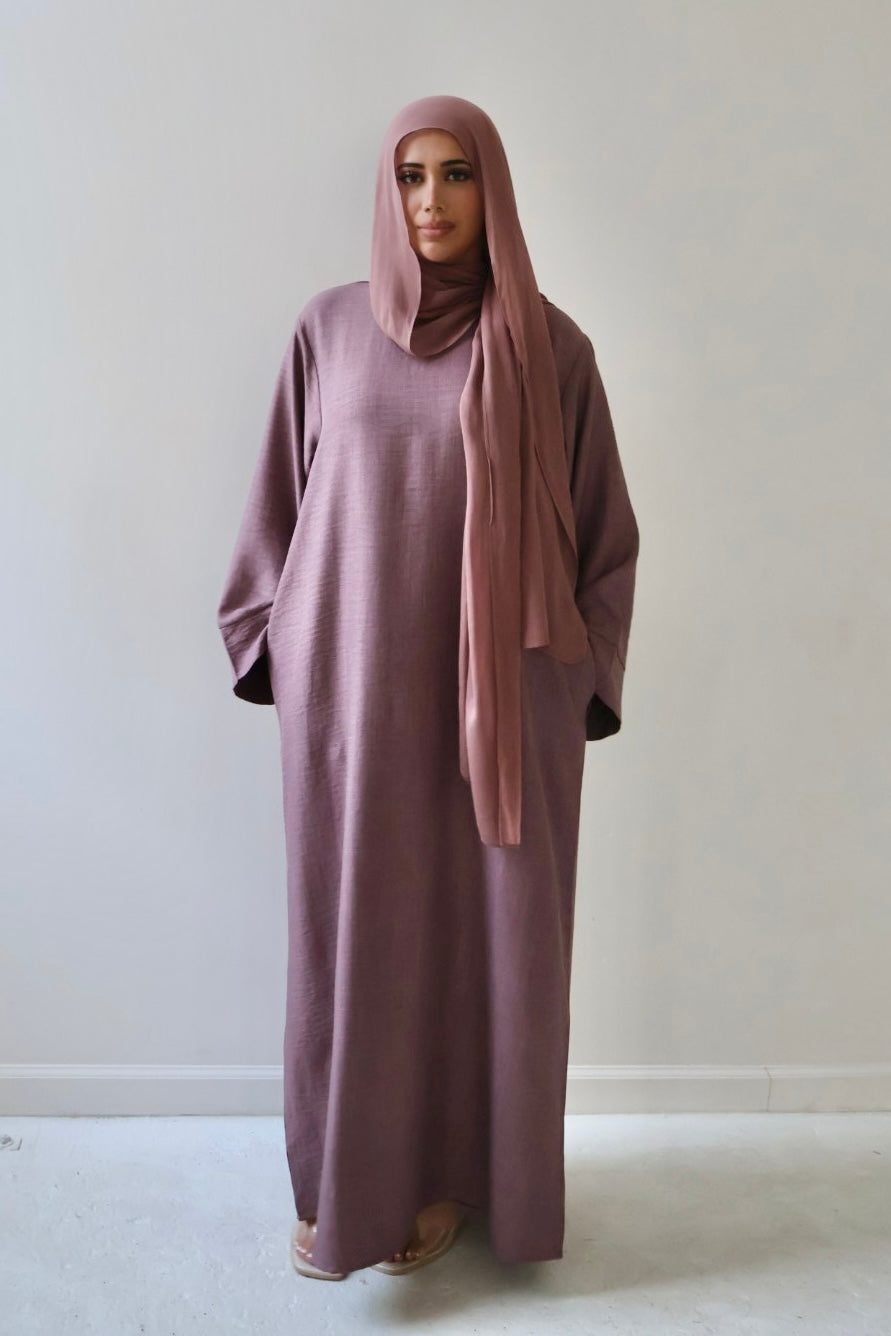 AMIRA MOCK NECK ABAYA MAUVE