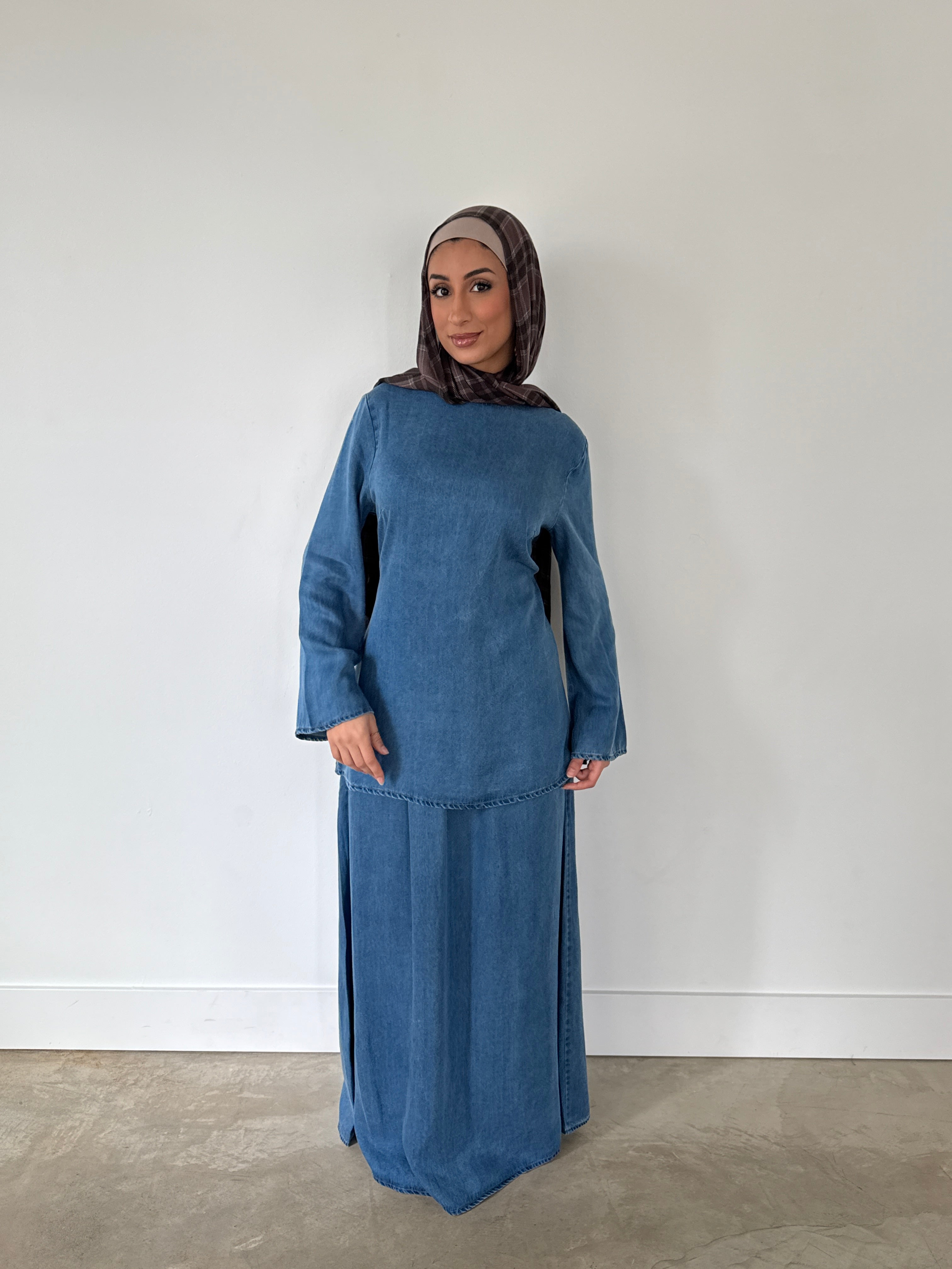 LANA DENIM SKIRT SET MEDIUM BLUE