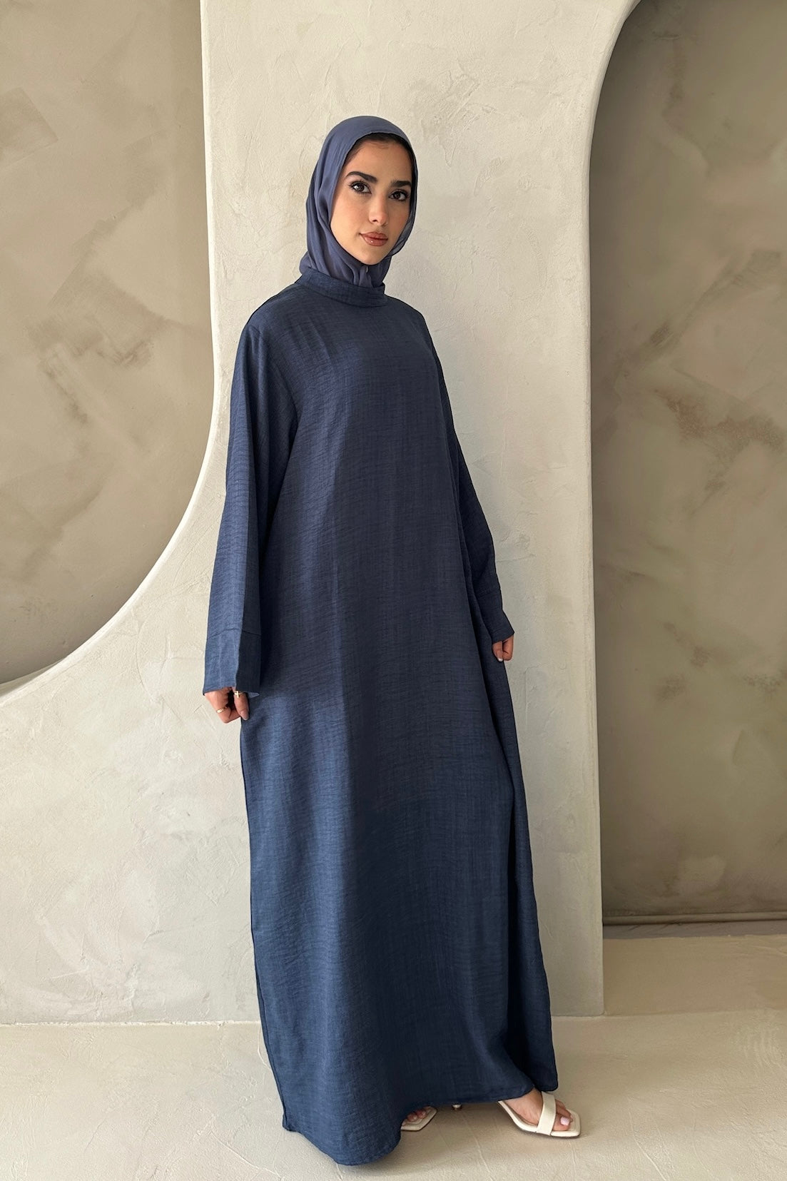 AMIRA MOCK NECK ABAYA DENIM