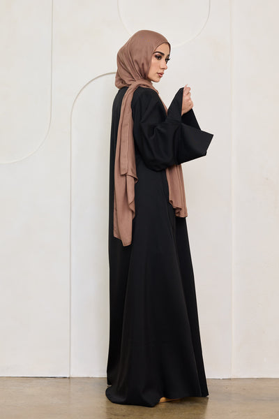 HANEEN CREPE ABAYA BLACK – DEMURE HIJABS