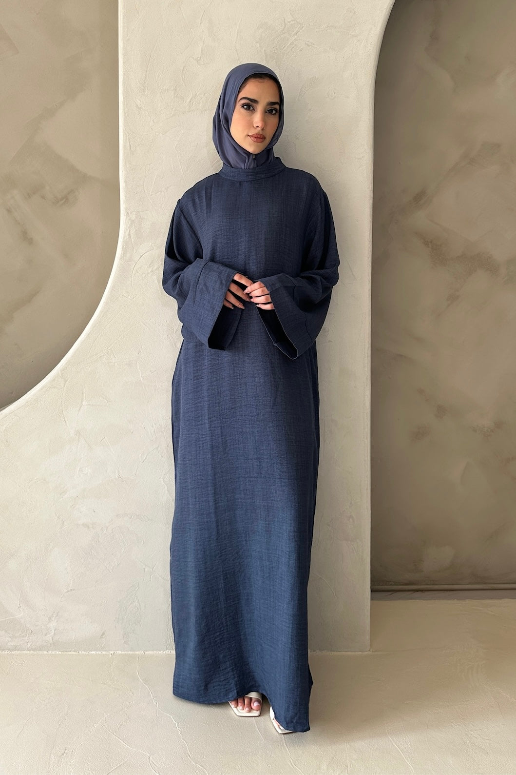 AMIRA MOCK NECK ABAYA DENIM