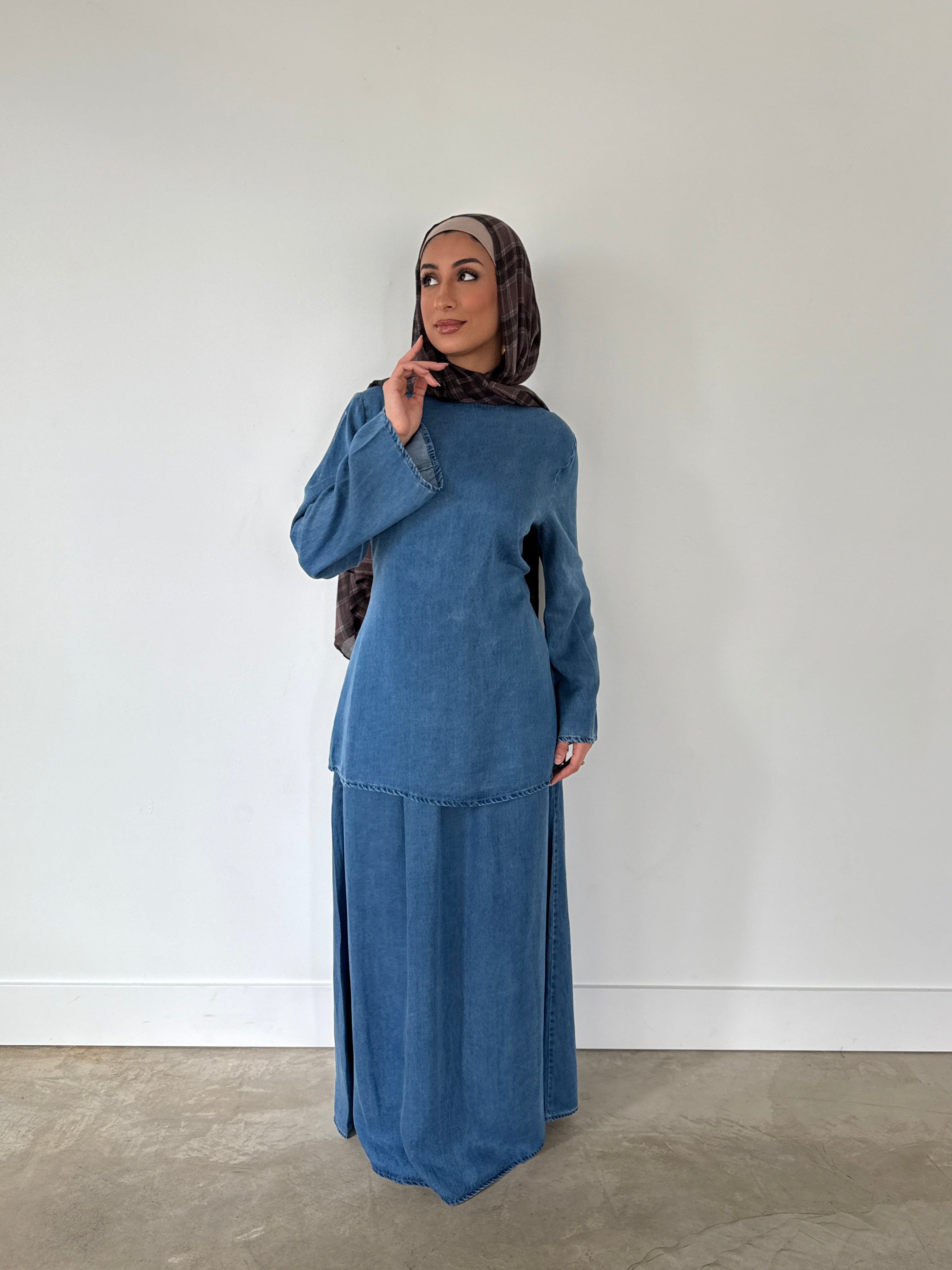 LANA DENIM SKIRT SET MEDIUM BLUE