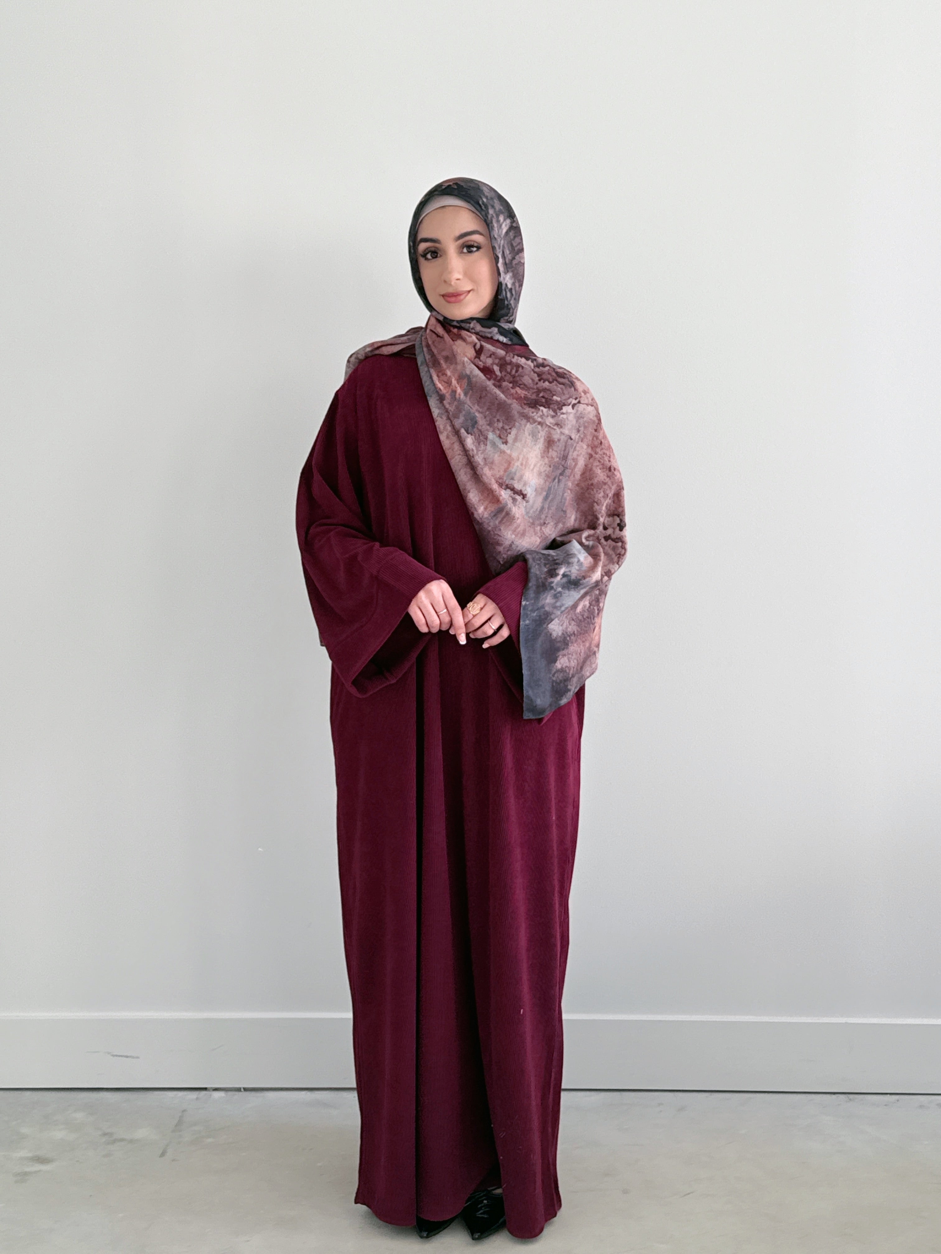 CORDUROY ABAYA BURGUNDY