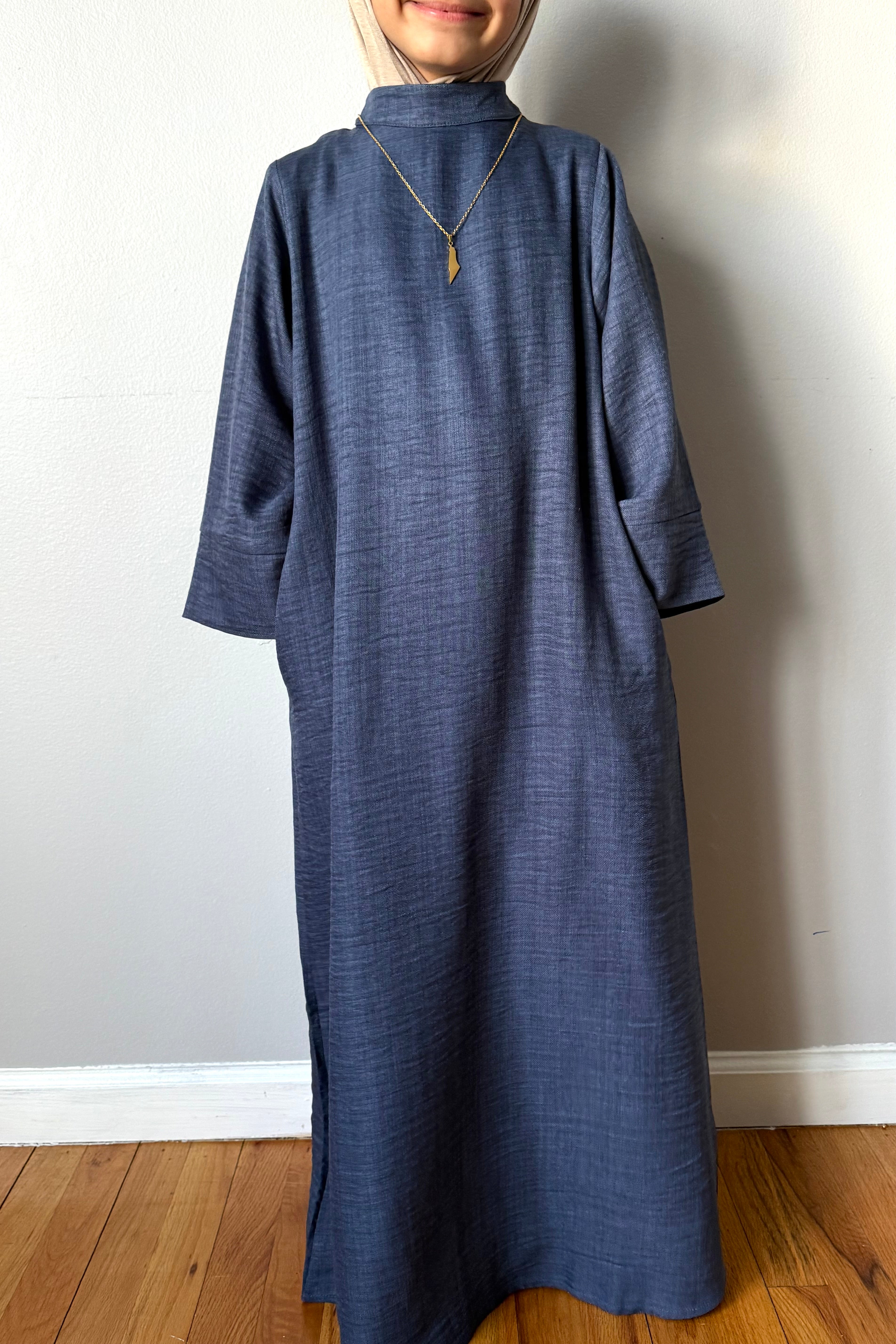 AMIRA MOCK NECK ABAYA YOUTH DENIM