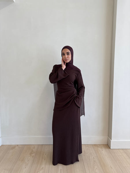 JANEEN SET CHOCOLATE – DEMURE HIJABS