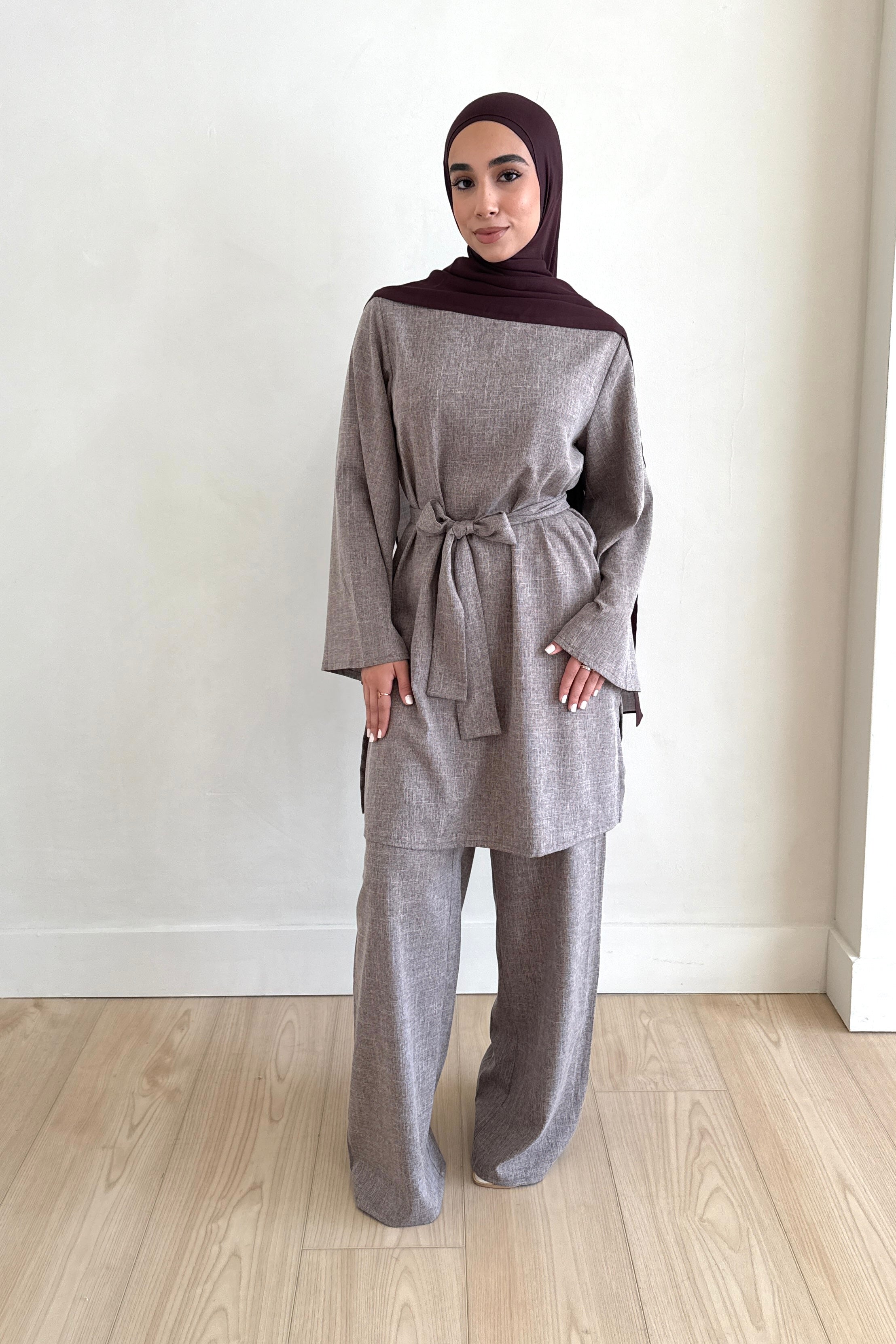 AZRA LINEN SET CHOCOLATE