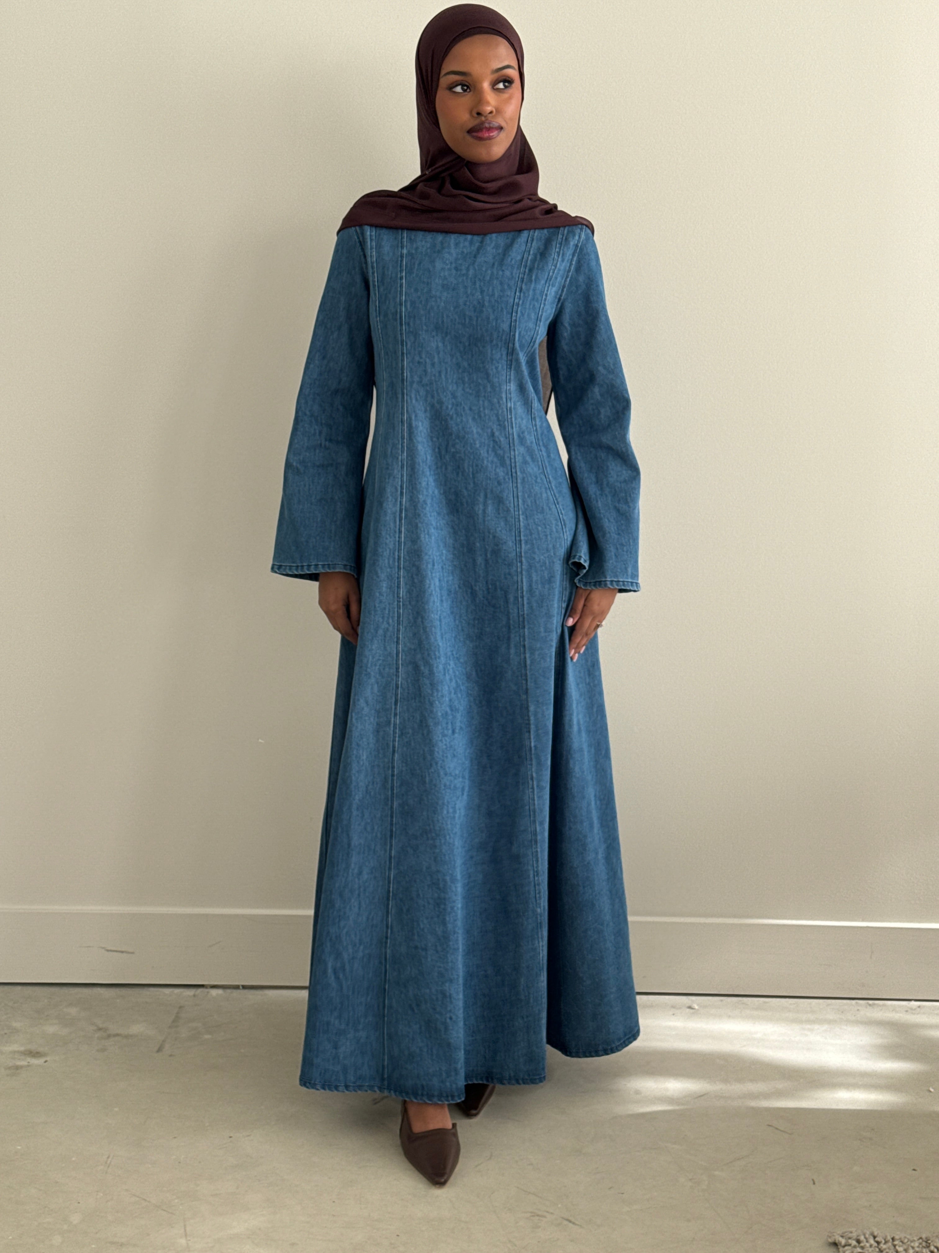 DENIM DRESS BLUE DEMURE HIJABS DENIM DRESS BLUE DEMURE HIJABS