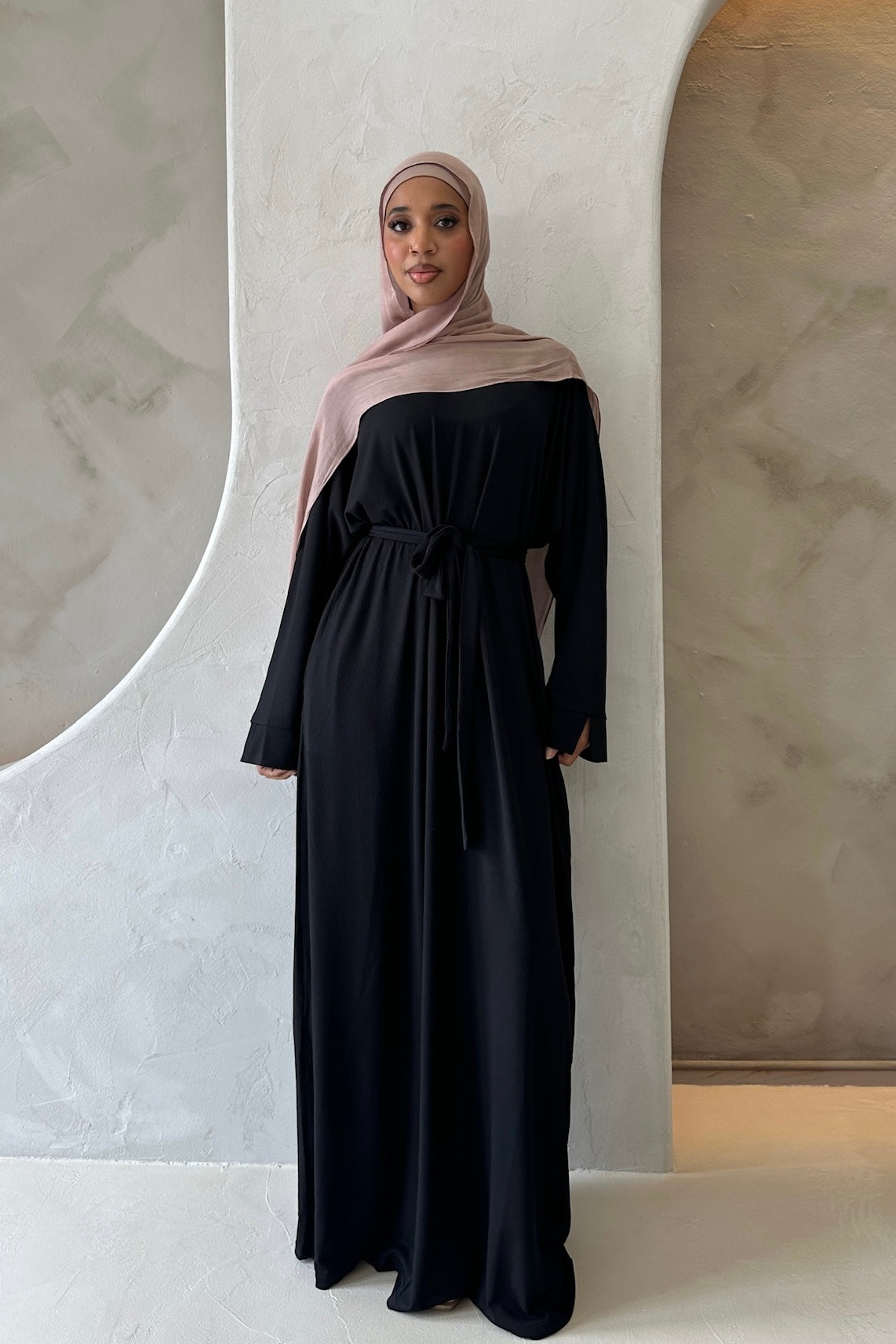 MIRA KNIT ABAYA DRESS BLACK