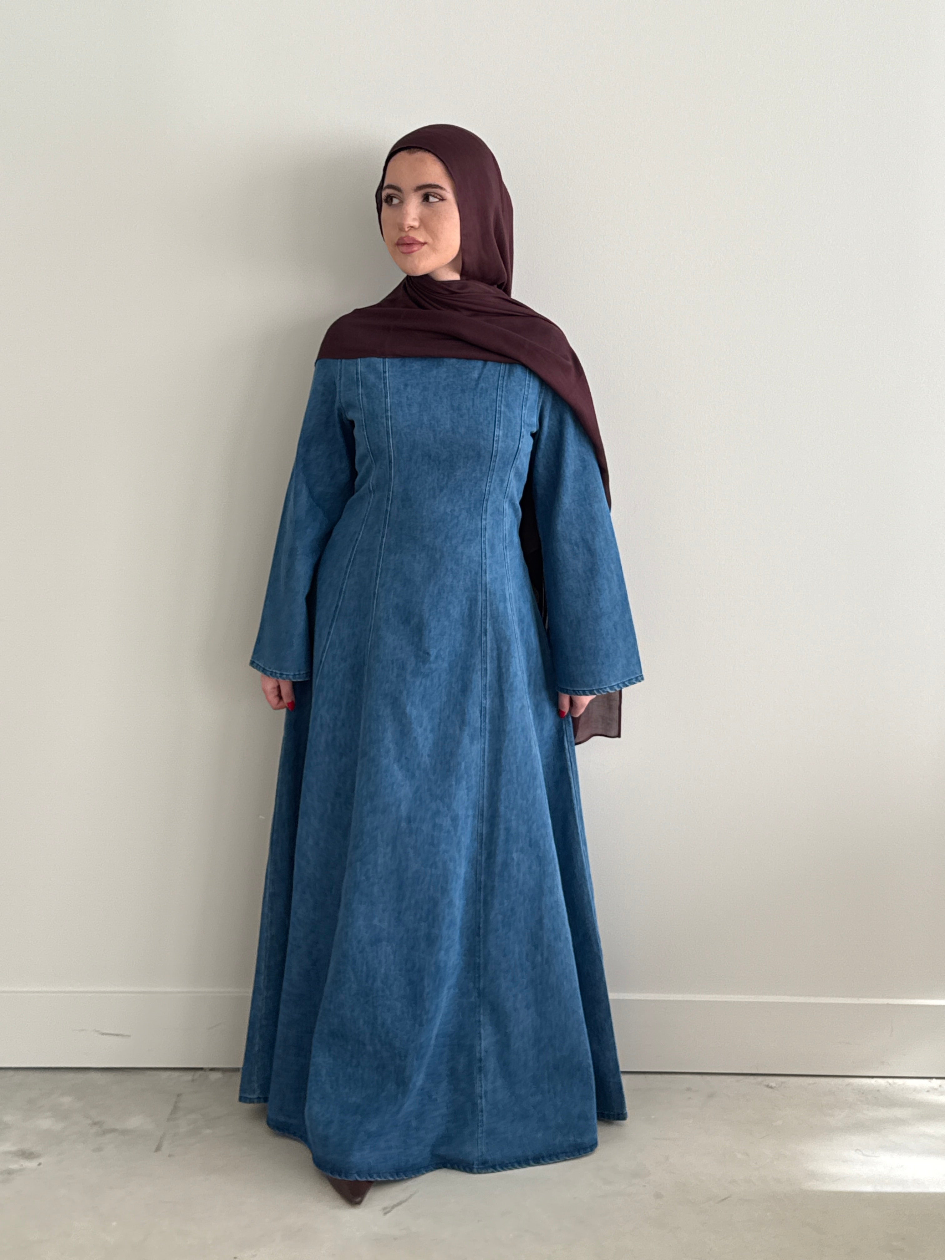 DENIM DRESS BLUE DEMURE HIJABS DENIM DRESS BLUE DEMURE HIJABS