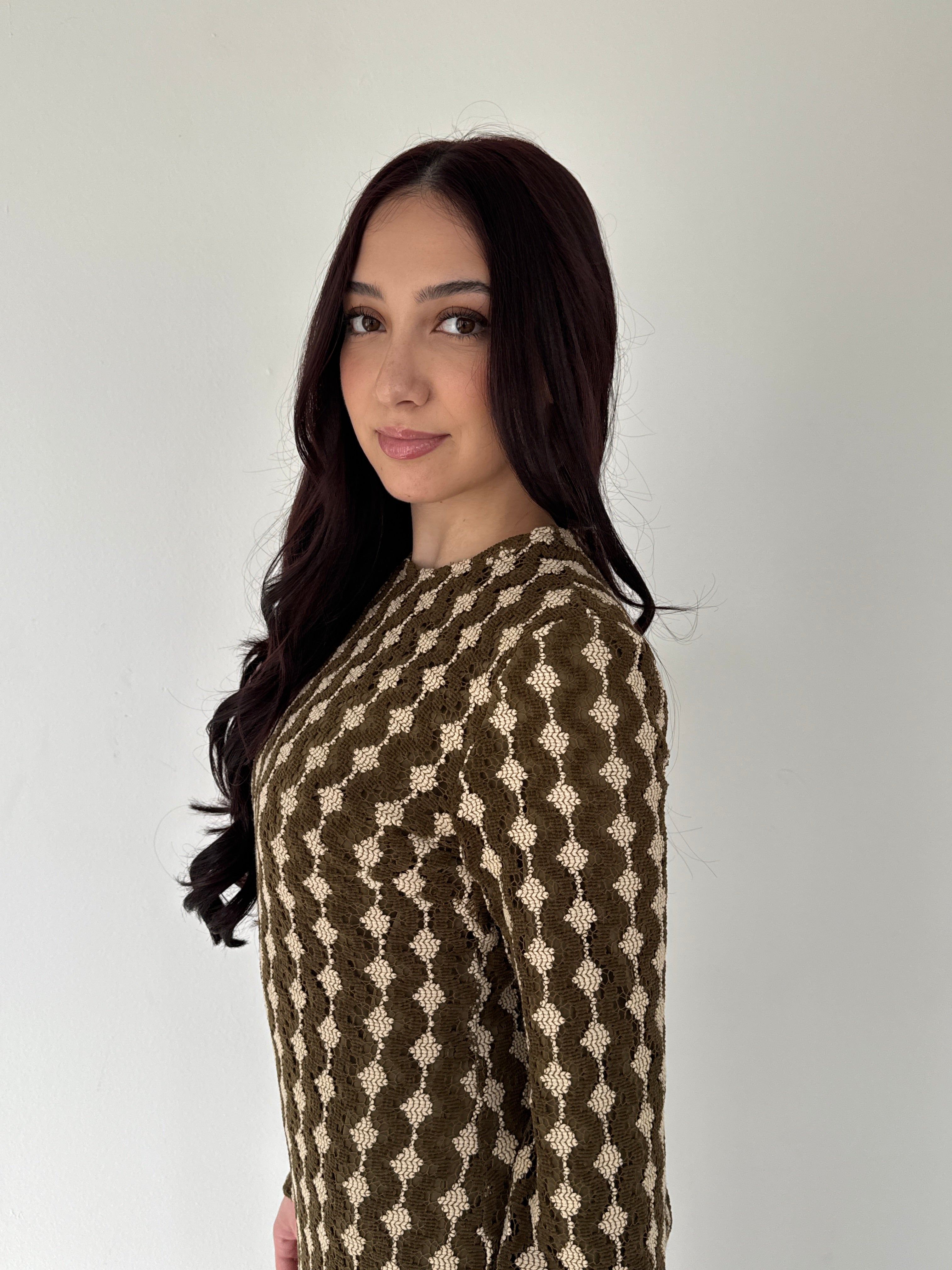 KNITTED LACE DRESS ARMY GREEN