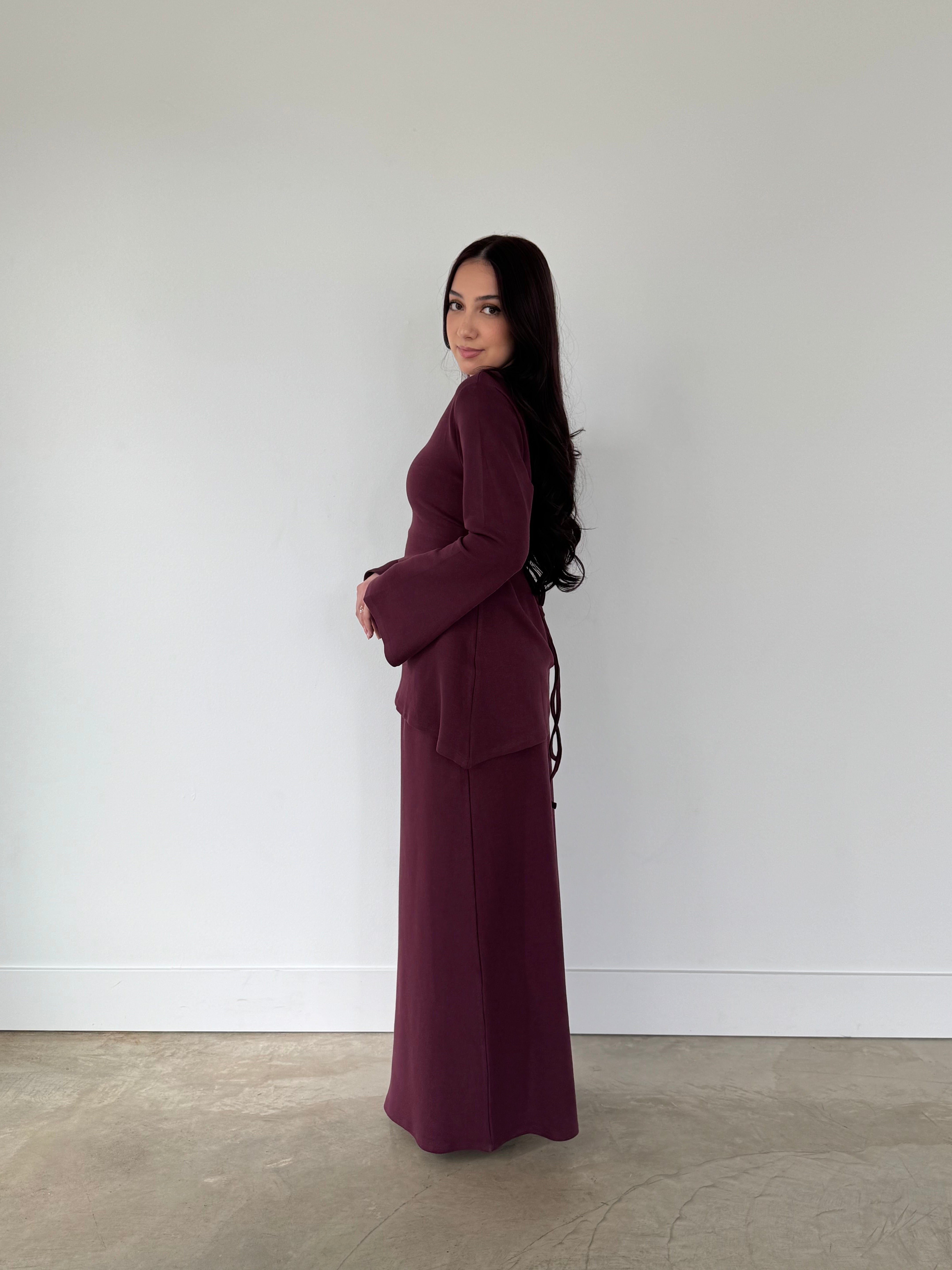 JANNA KNIT SET AUBERGINE