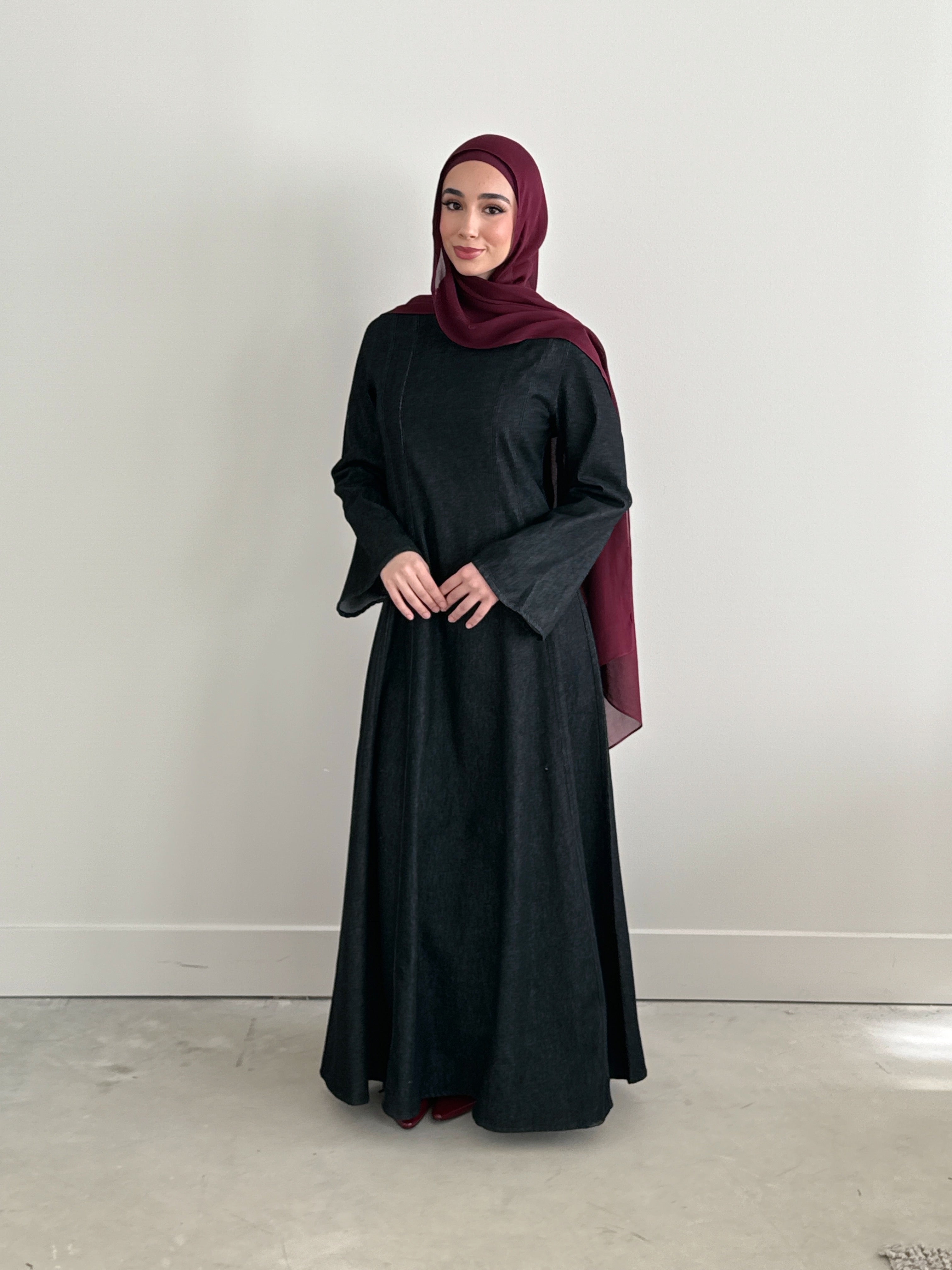 black denim long dress Quinney Denim Dress - Black