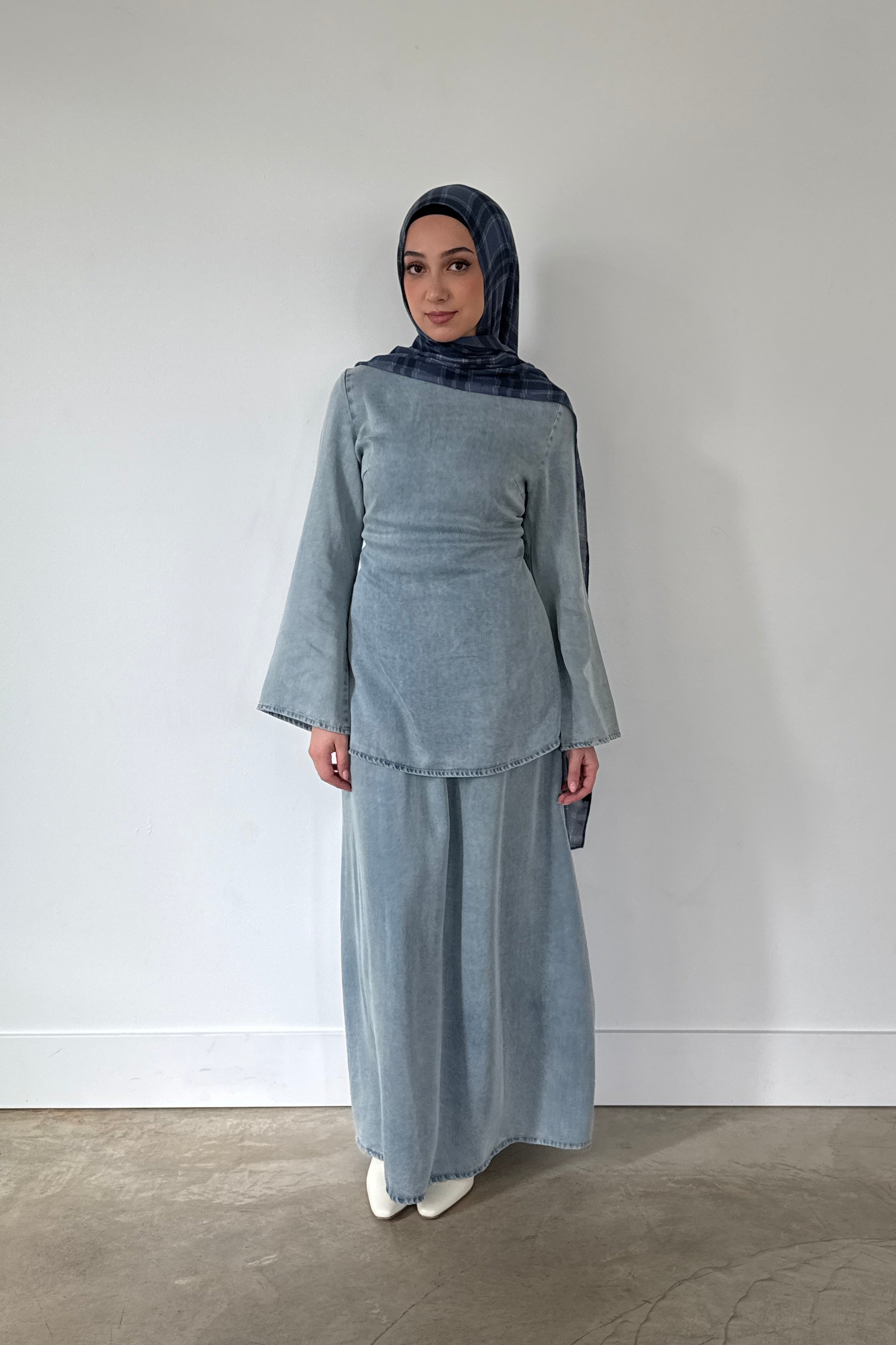 LANA DENIM SKIRT SET LIGHT BLUE
