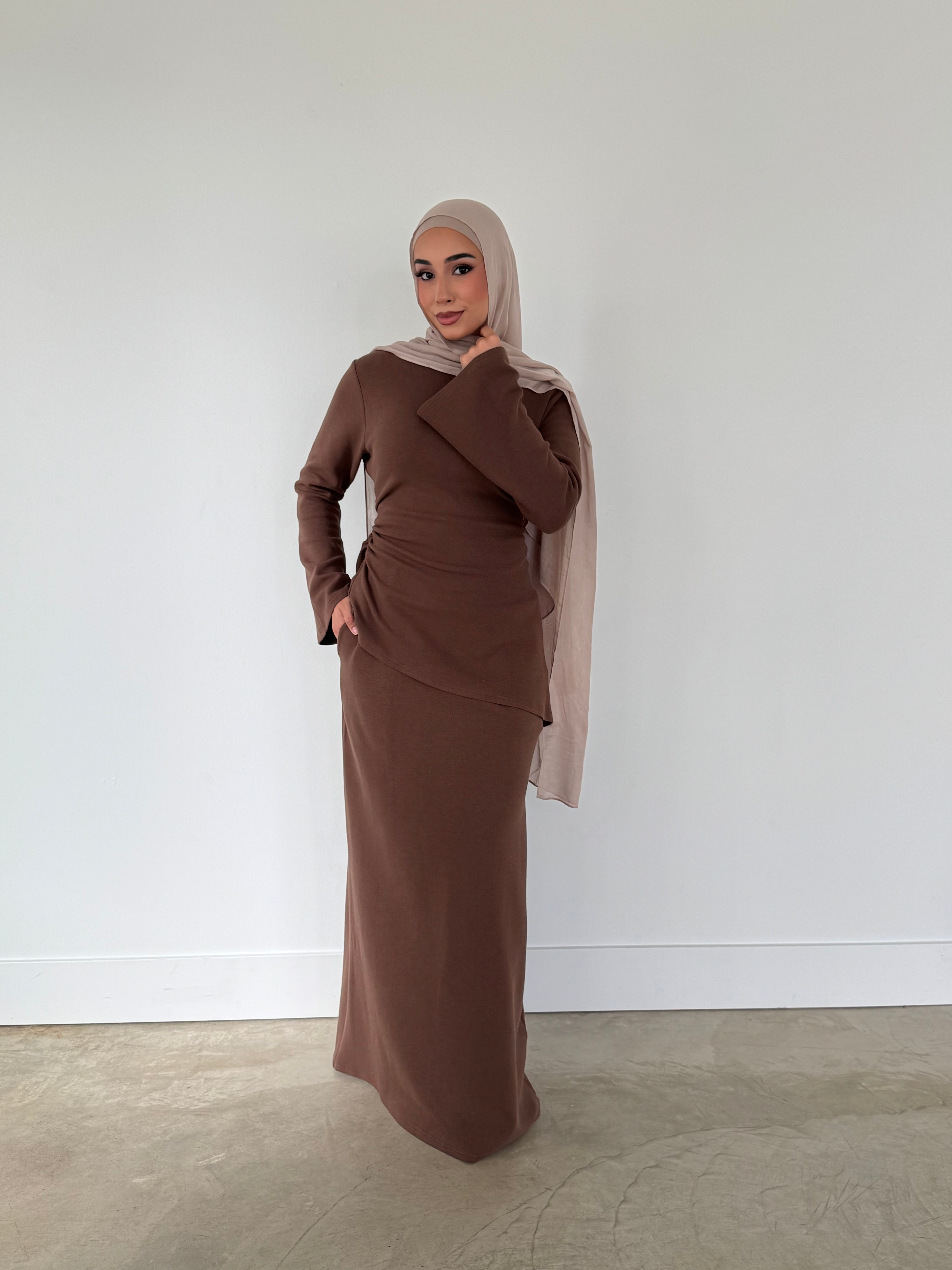 JANNA KNIT SET BROWN
