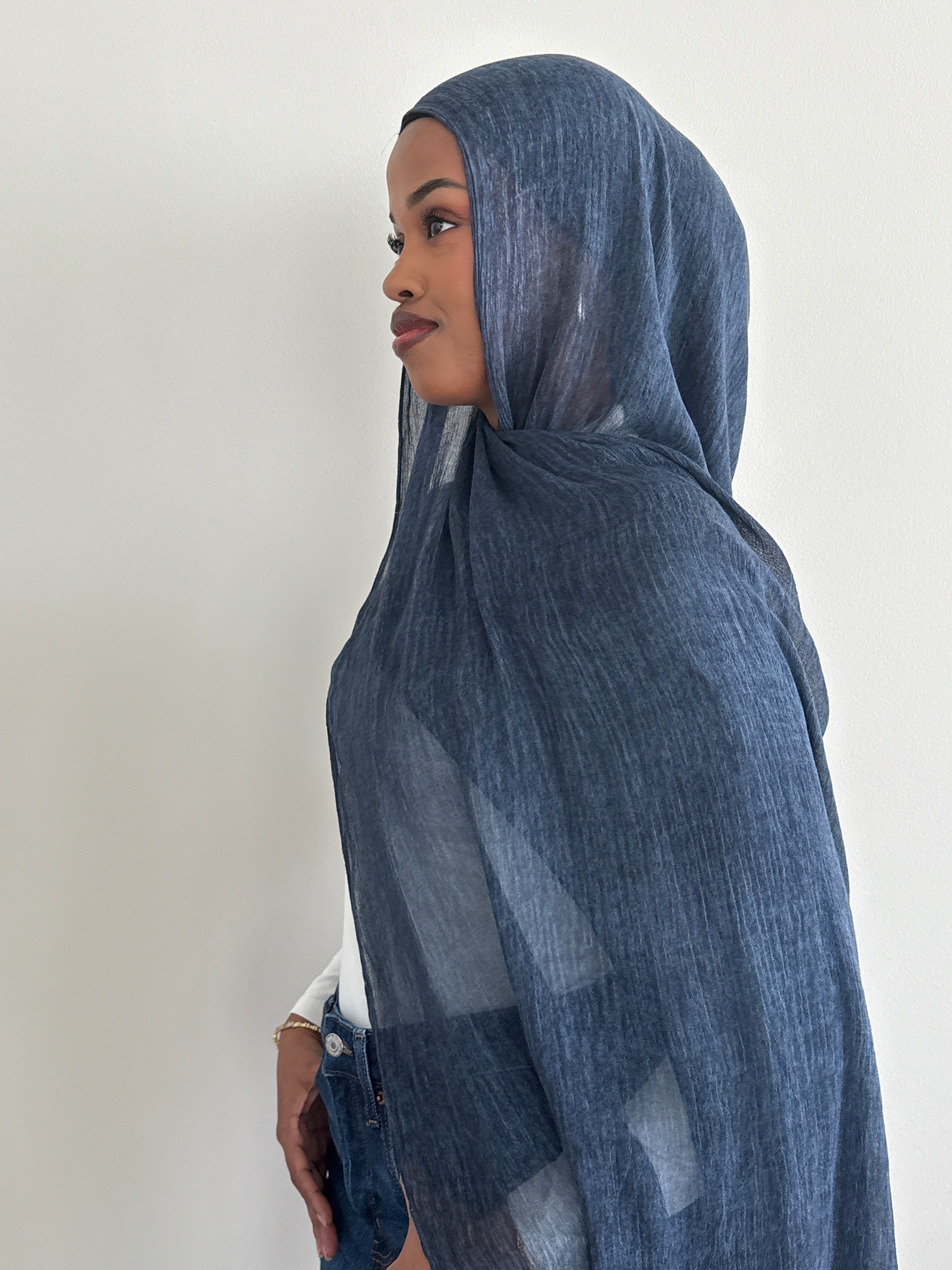 CRINKLE MODAL HIJAB NAVY