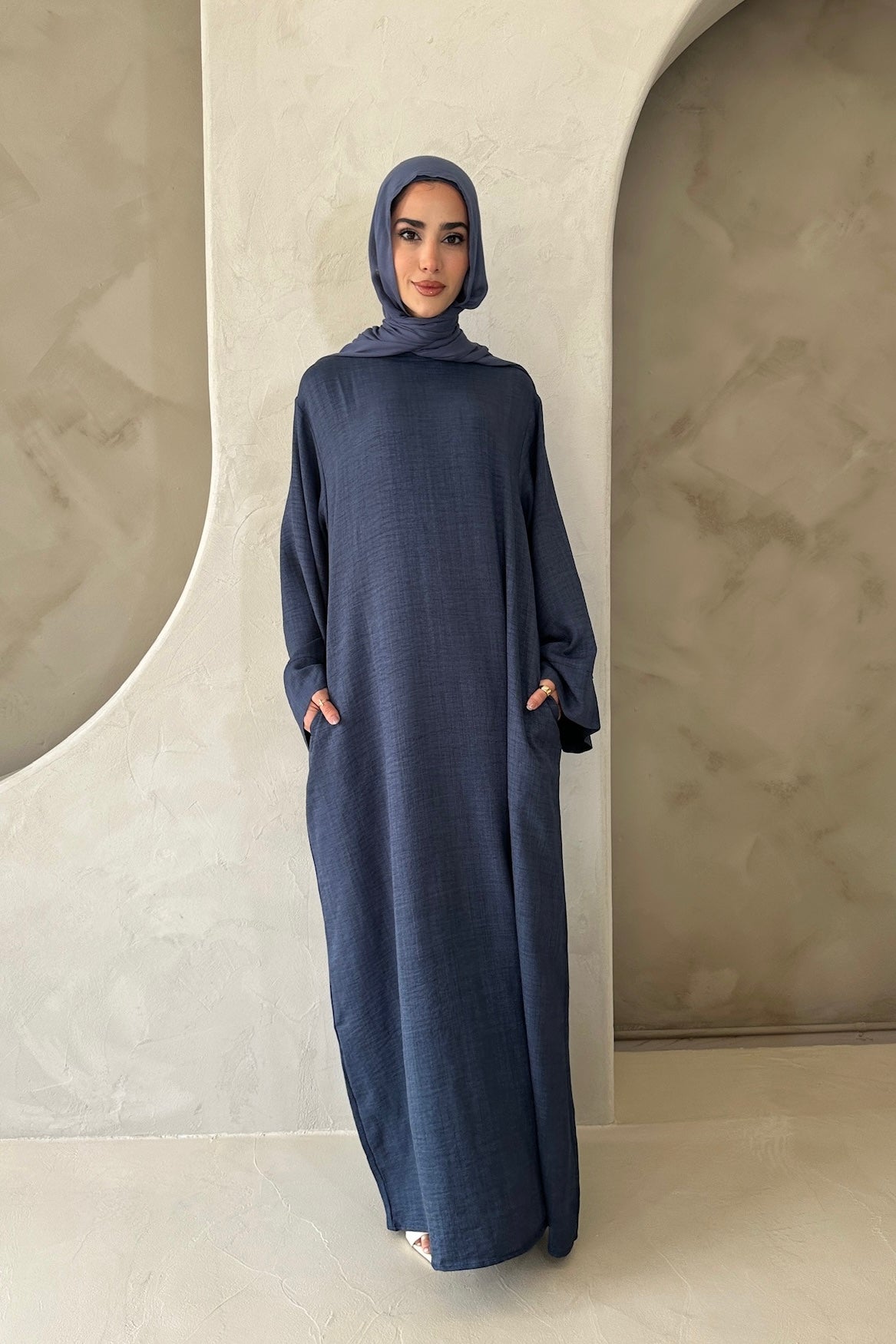 AMIRA MOCK NECK ABAYA DENIM