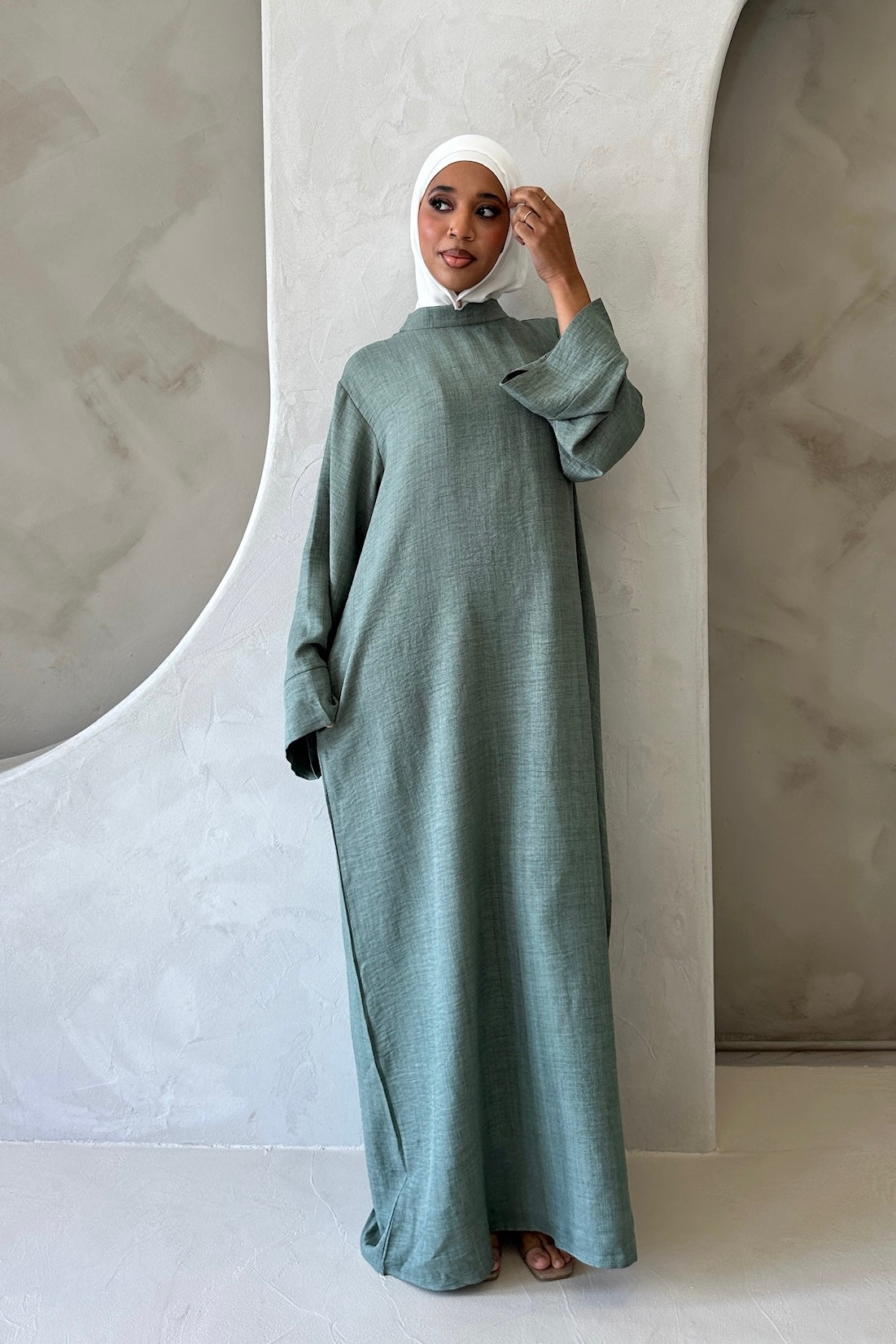 AMIRA MOCK NECK ABAYA SAGE