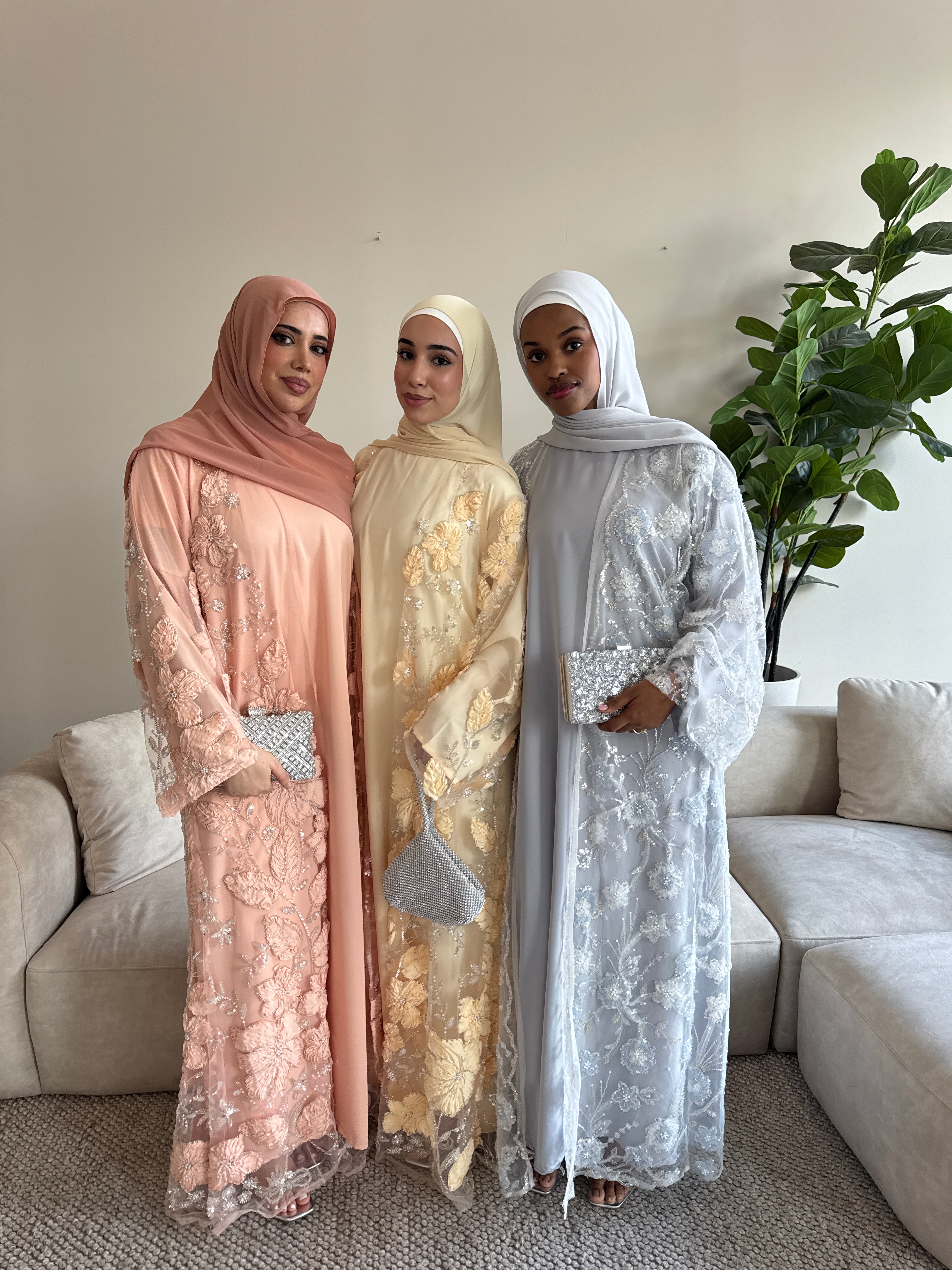 EMBELLISHED ABAYA SET YELLOW